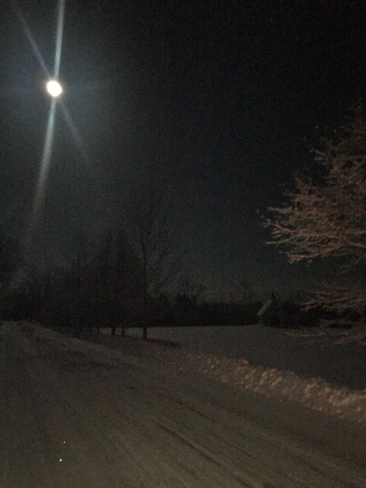 Midnight outside and the temperature is below zero degrees!