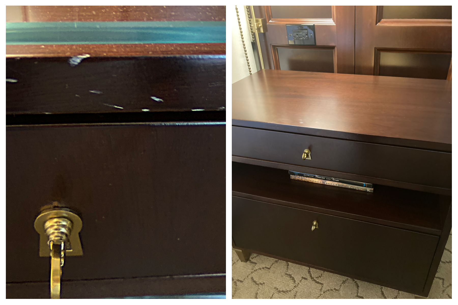 Professional on-site furniture retouching and wood touch-up for a luxury boutique hotel in North Dallas. Tilia Design Co. provides technical repair and finish restoration for high-end hospitality interiors, ensuring guest rooms remain in pristine con