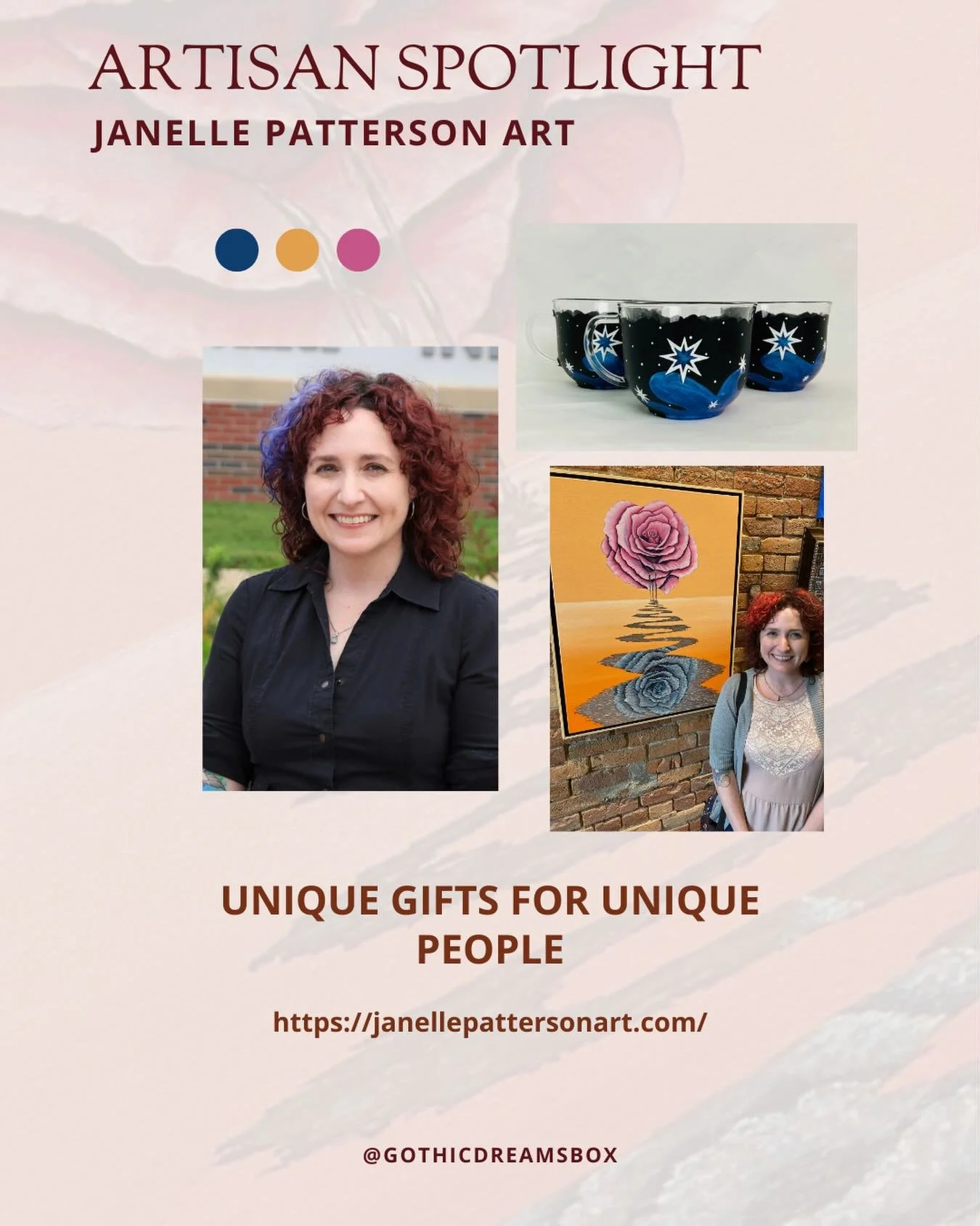 ARTISAN SPOTLIGHT: Presenting Janelle Patterson of @janelle_patterson_art who created the beautiful Star mugs for our premier book box! 

🥀What inspired your journey as an artist?

People. From the encouragement of my family, friends, and teachers o