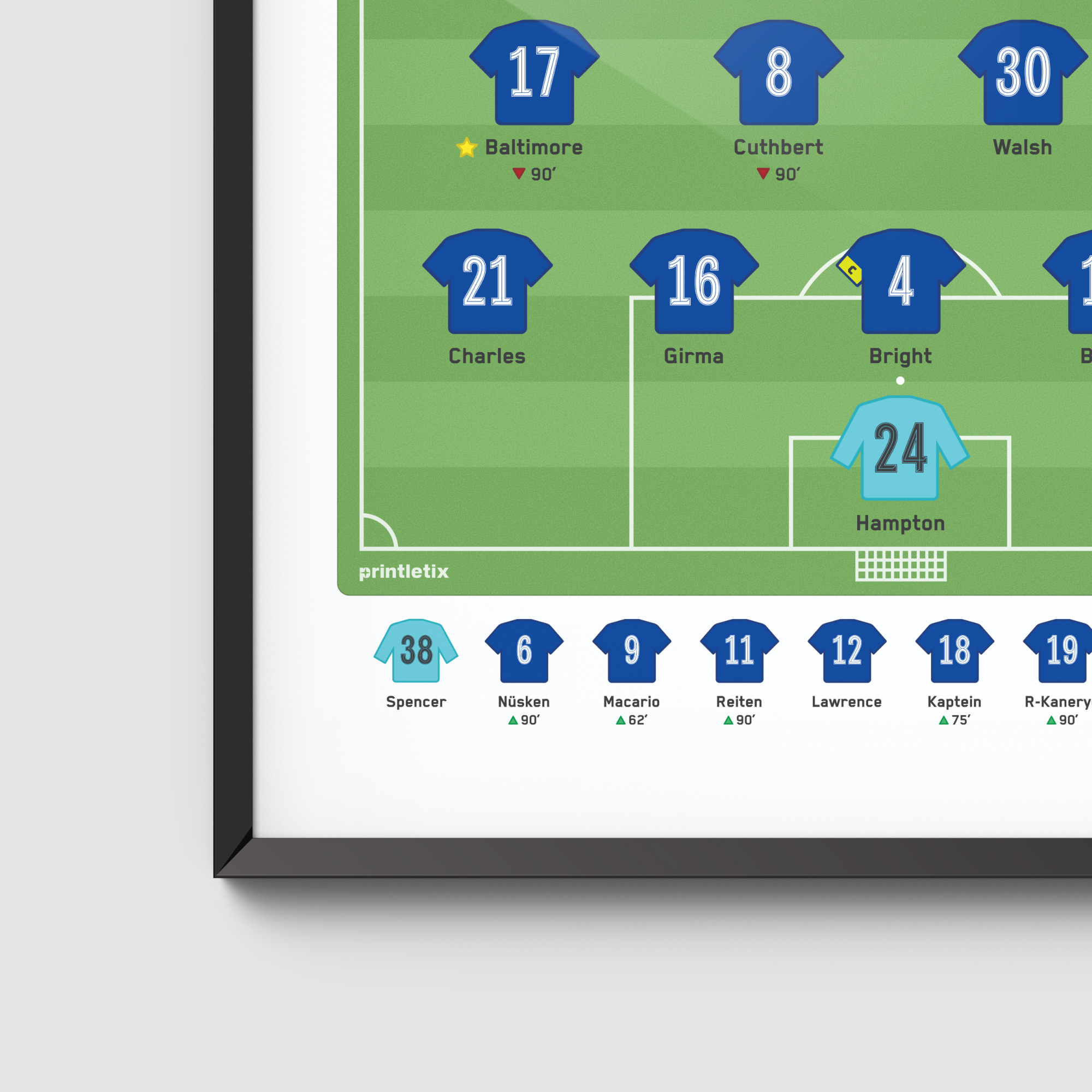 Close-up view of Chelsea Women matchday wall art