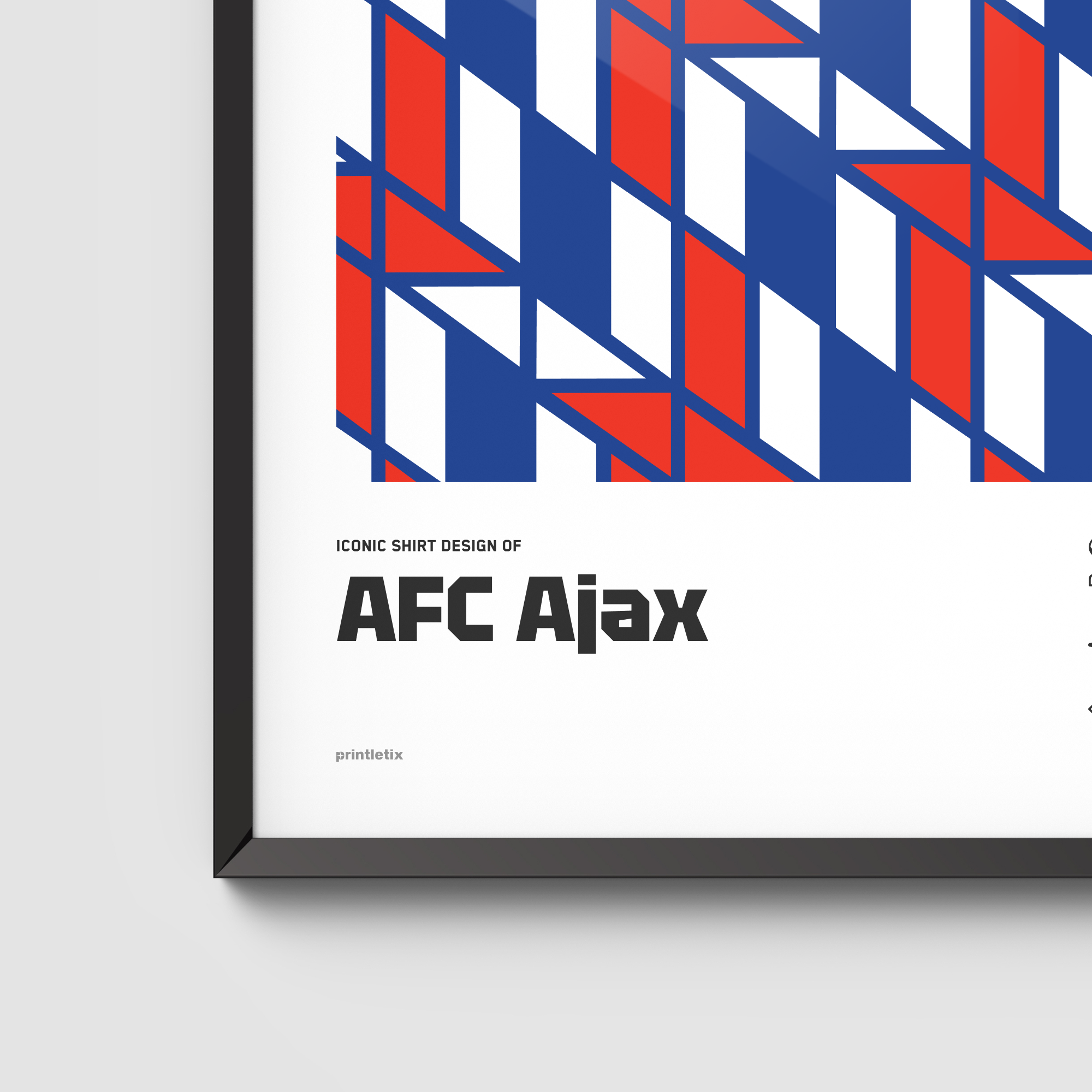 Close-up view of AFC Ajax “Blue Diamond” shirt wall art