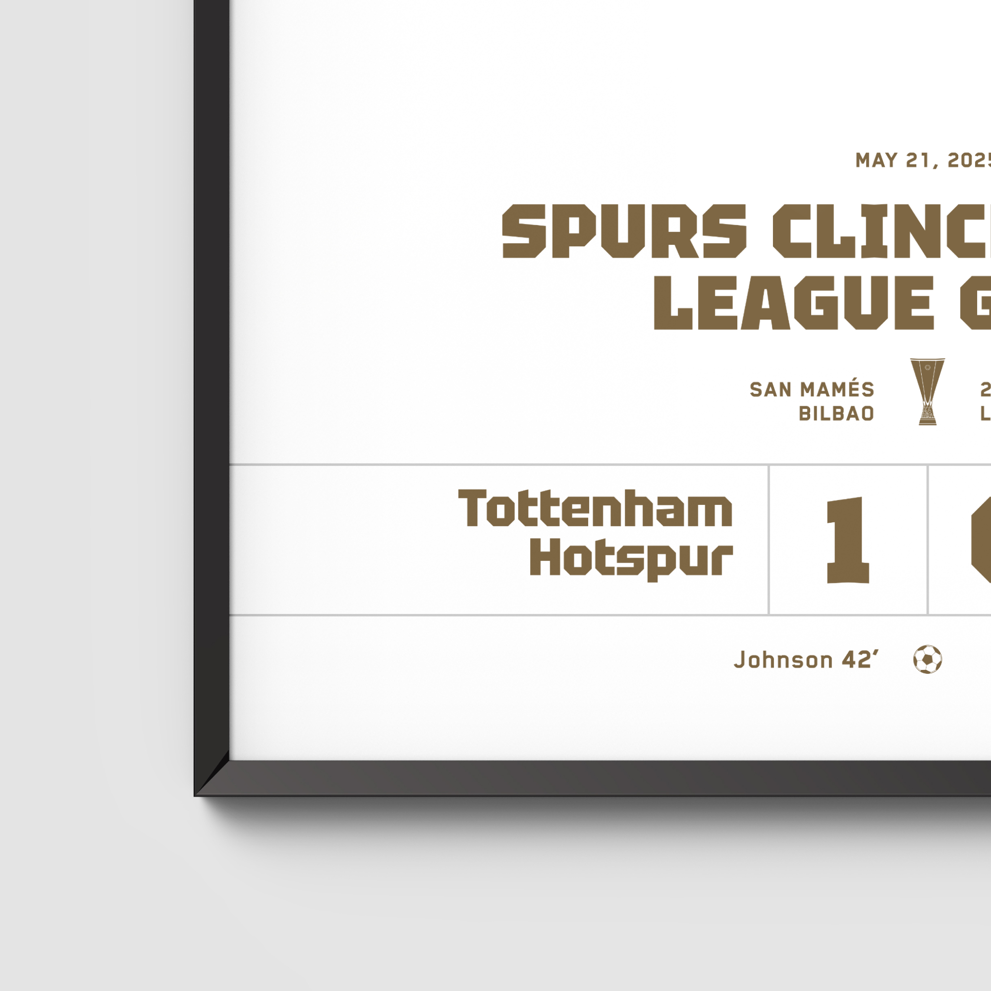 Close-up view of Yid Army matchday shirt wall art