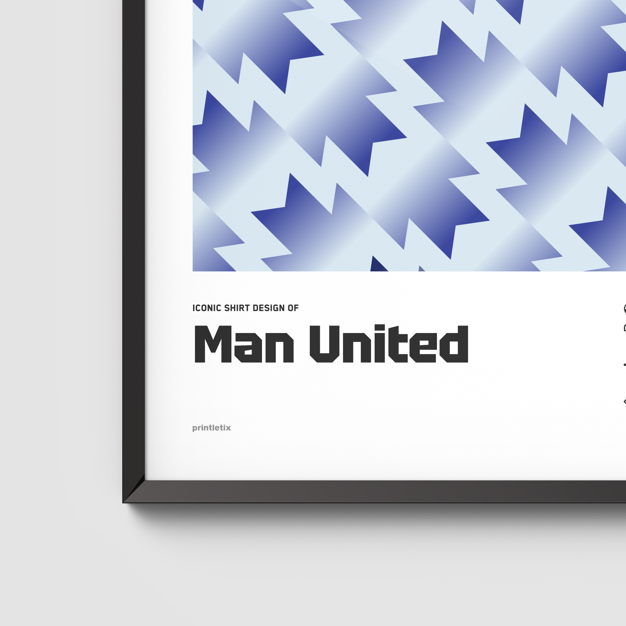 Close-up view of Man United’s “Snowflake” shirt wall art