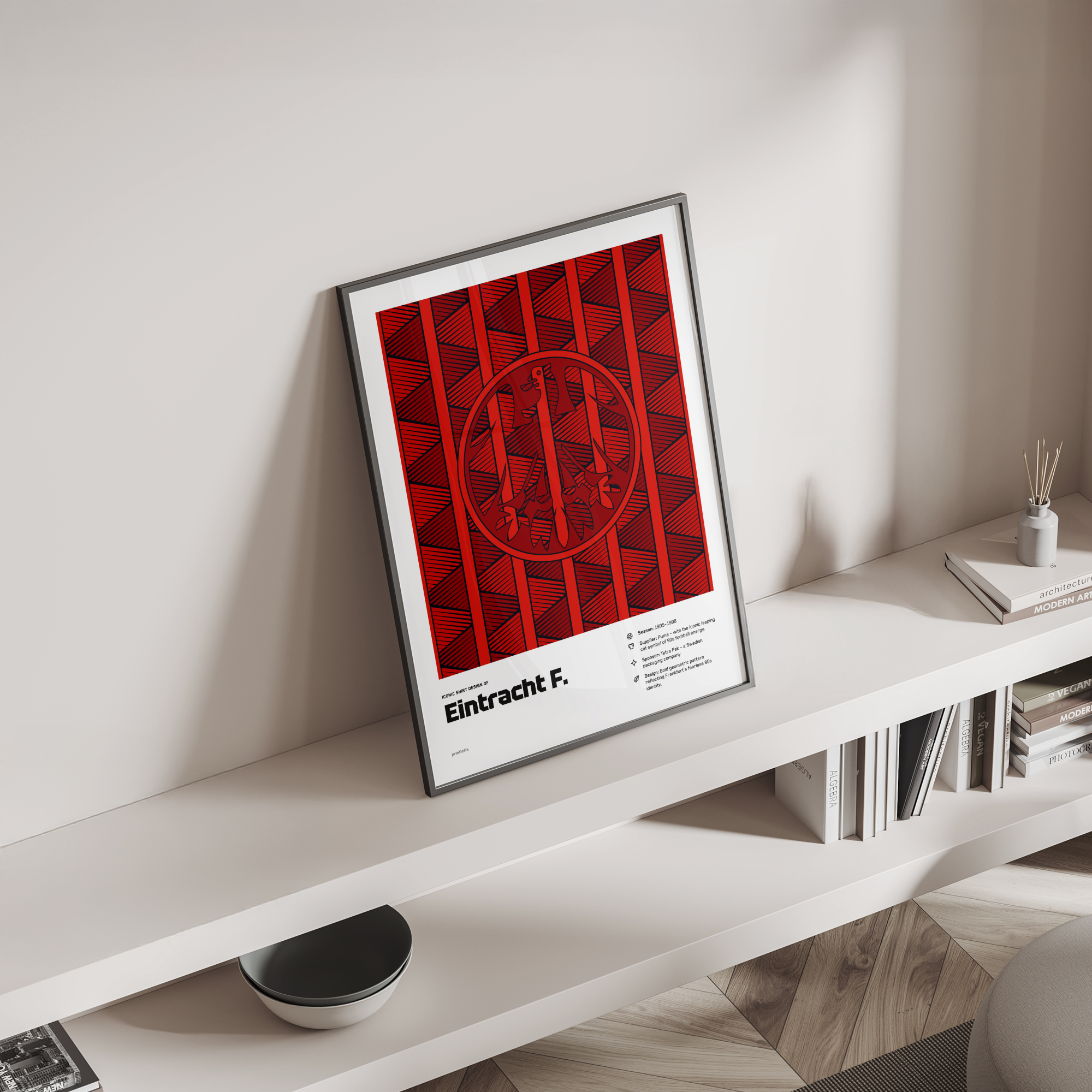 Eintracht Frankfurt 1995–96 Home shirt poster standing on a shelf