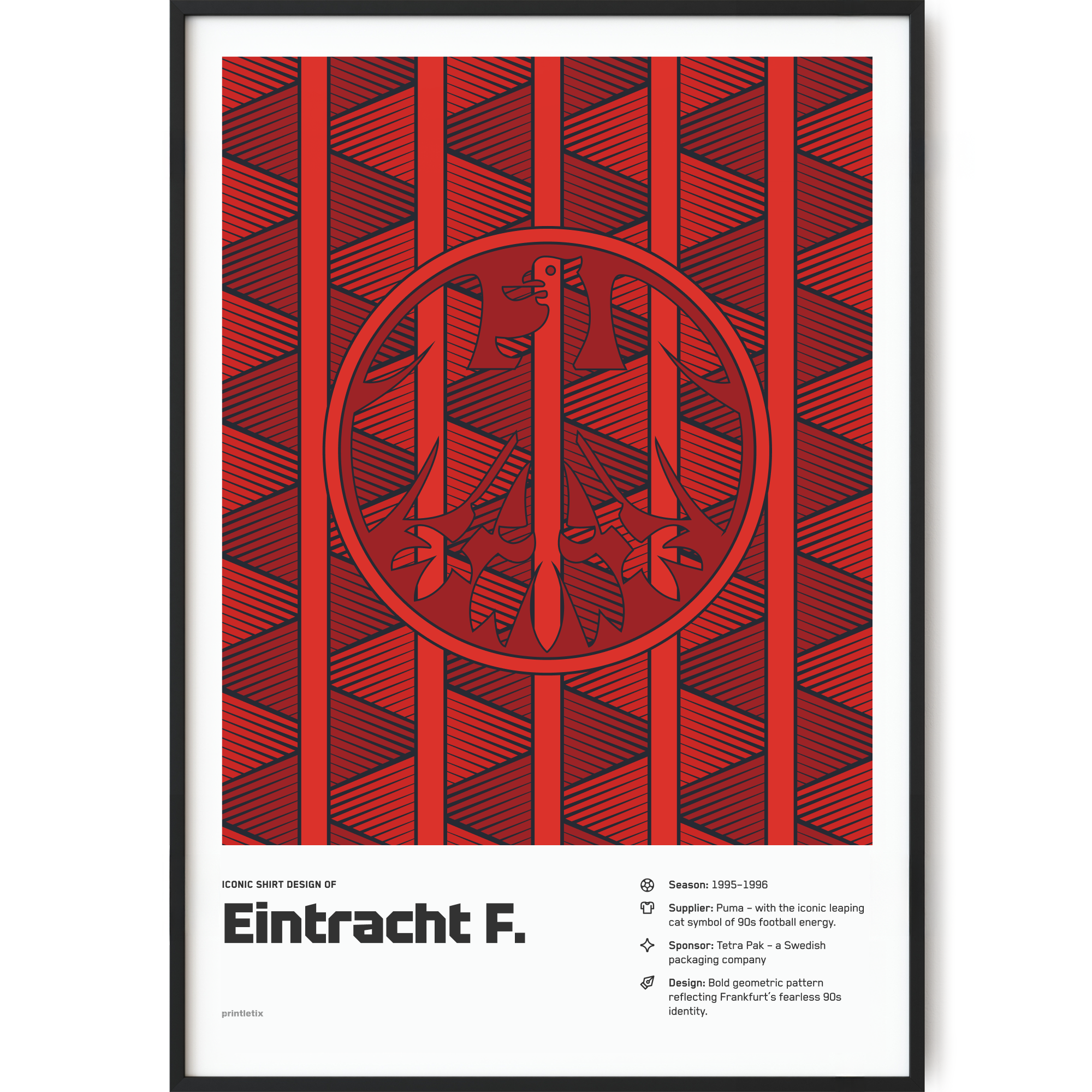 Eintracht Frankfurt 1995-1996 retro football poster