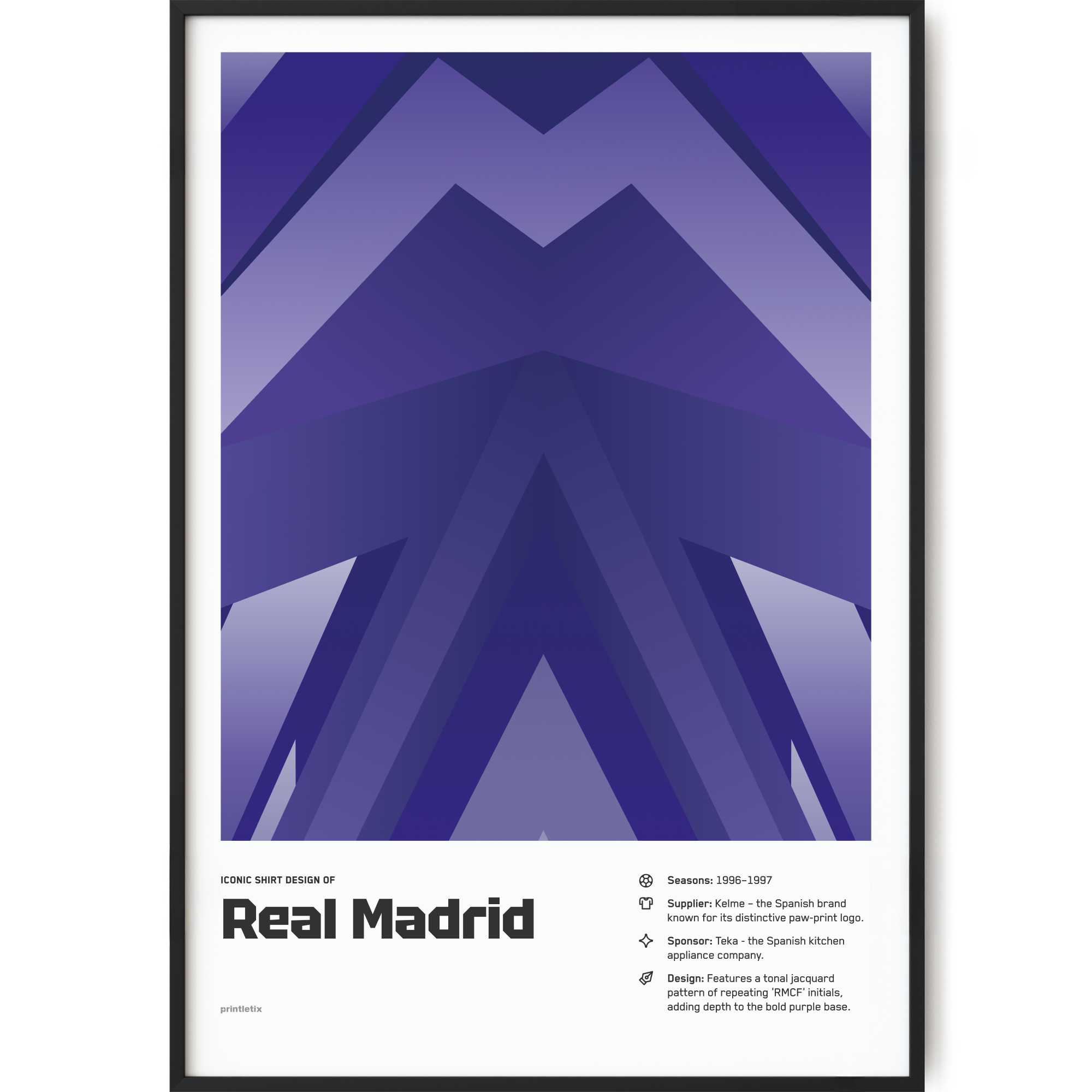 Real Madrid 1996-1997 retro football poster