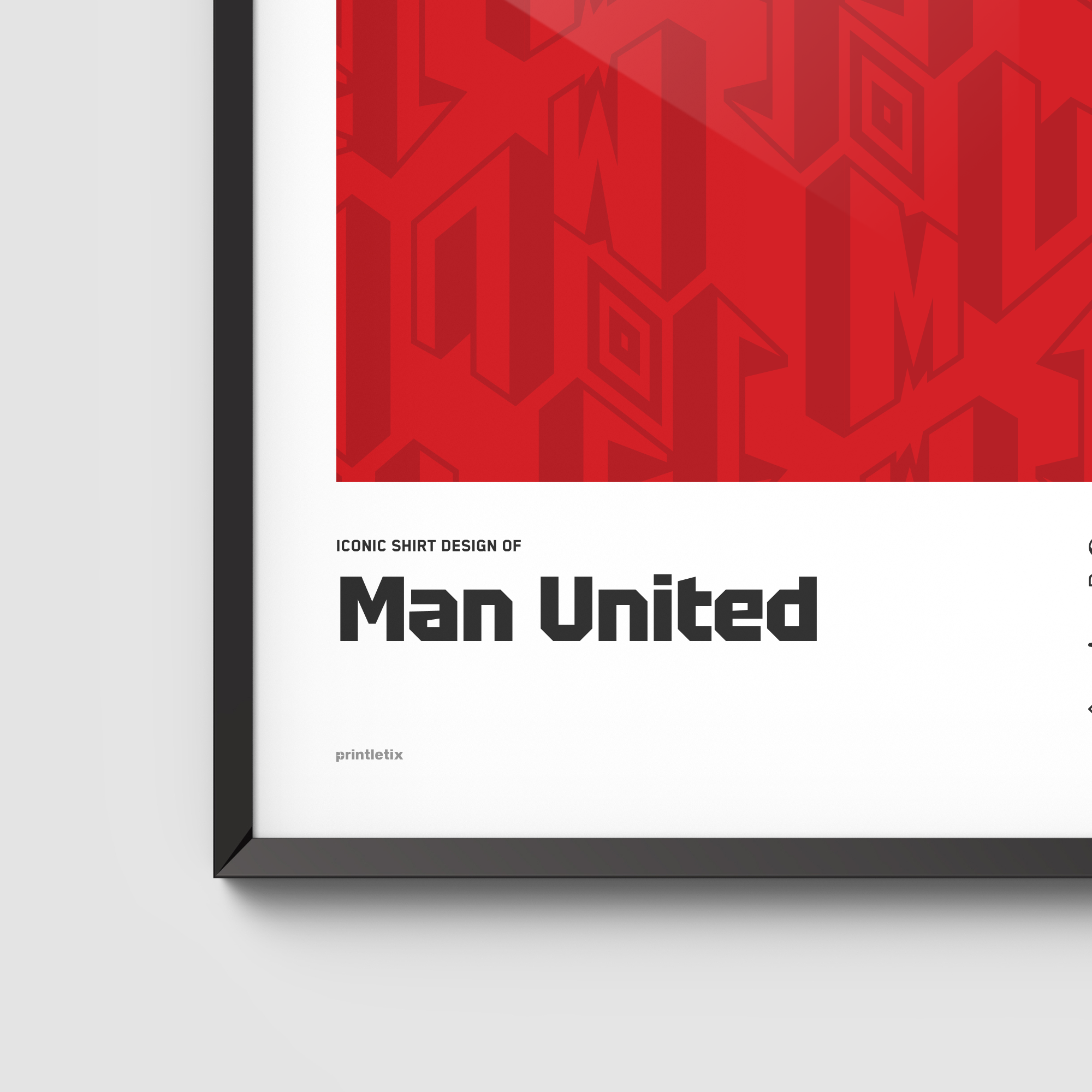 Close-up view of Man United’s “Lace-up” shirt wall art