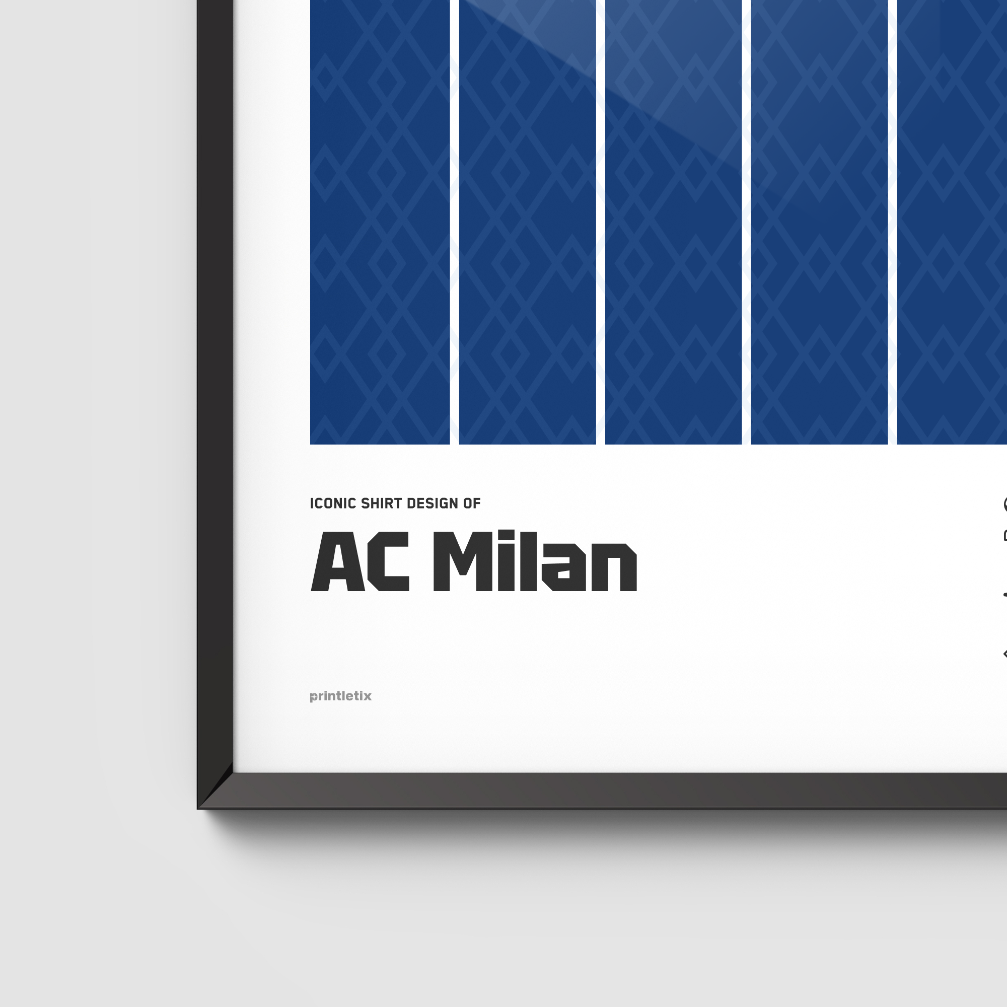 Close-up view of AC Milan “Blue Diamond” shirt wall art
