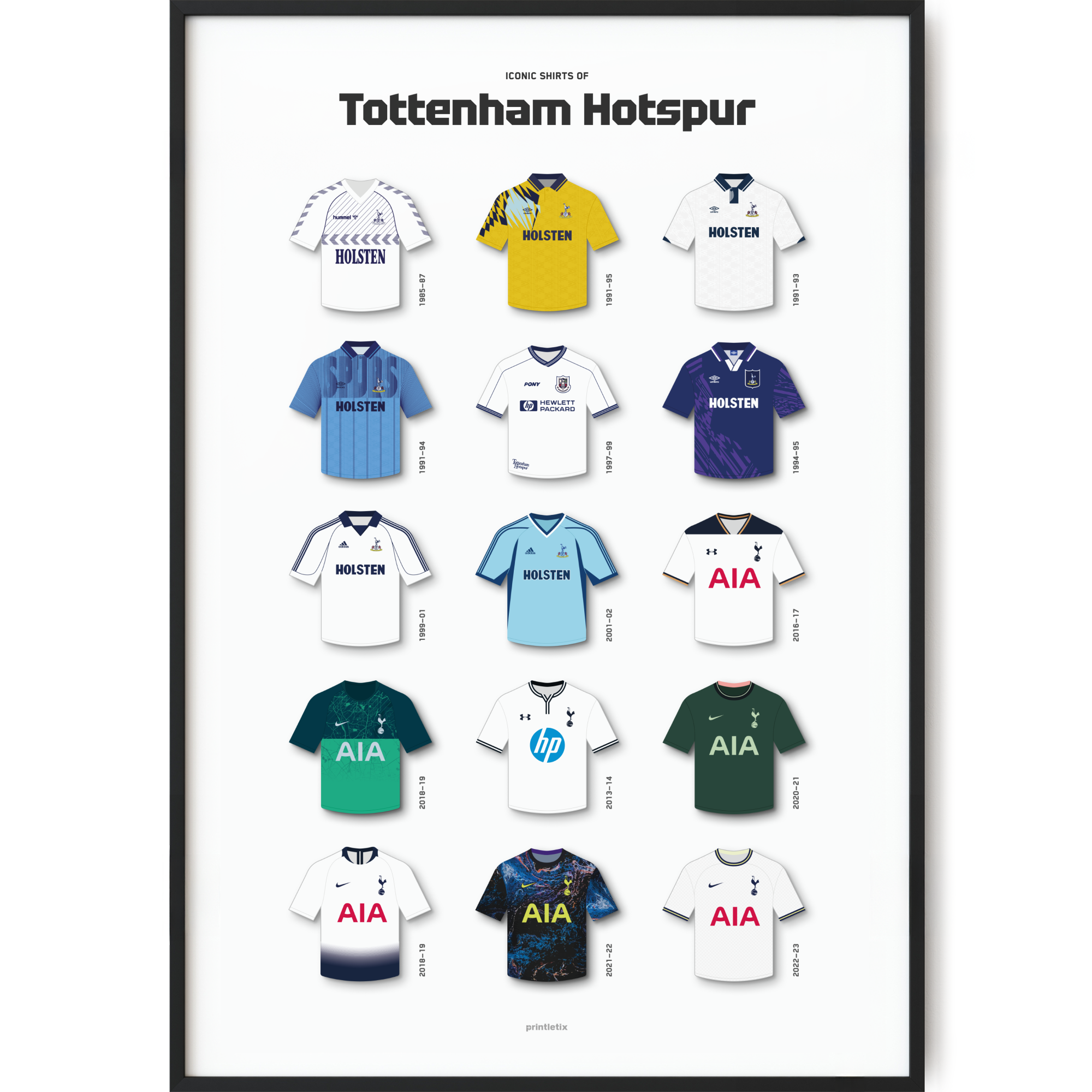 Tottenham Hotspur Iconic Football Shirt Poster Wall Art