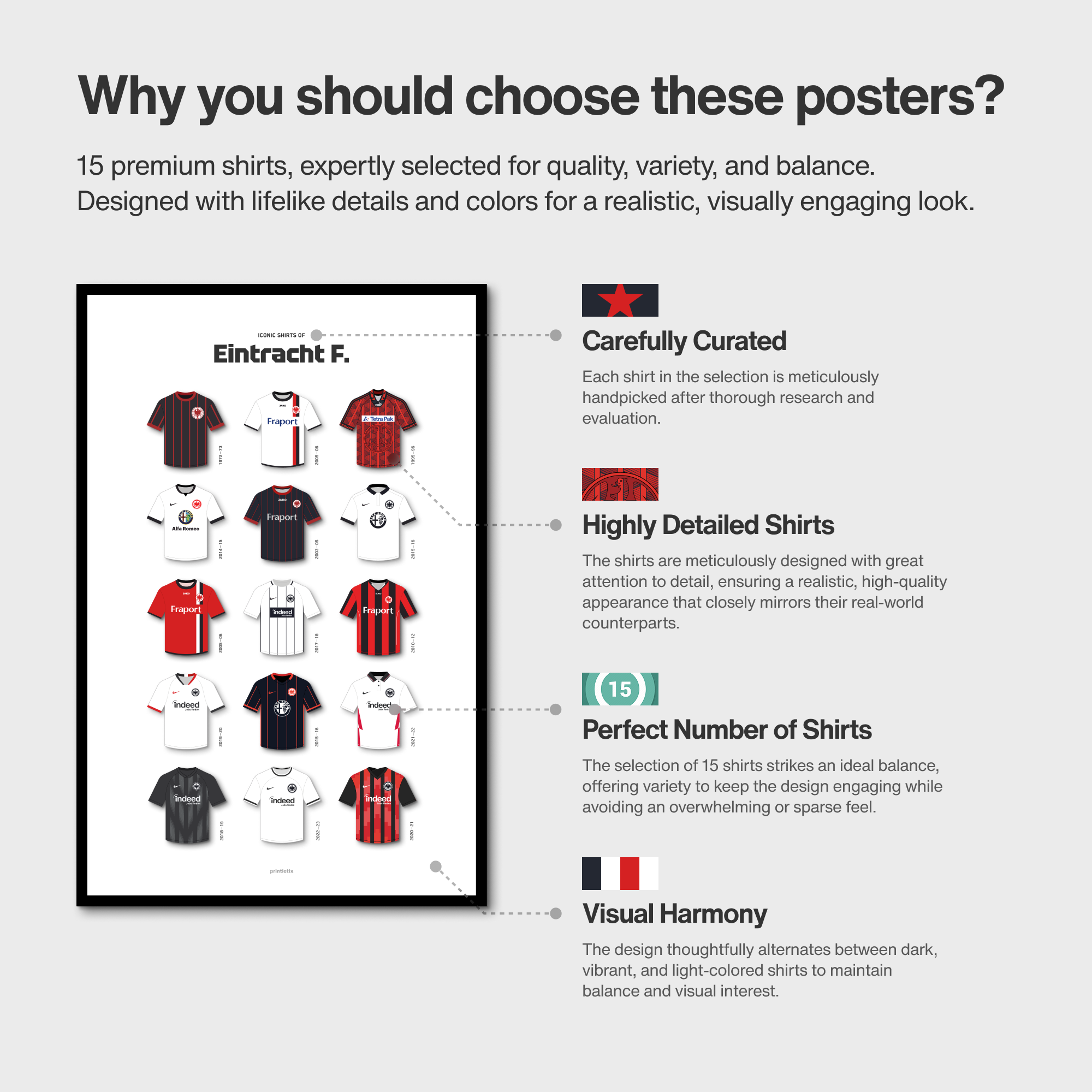 Iconic shirts of Eintracht Frankfurt poster