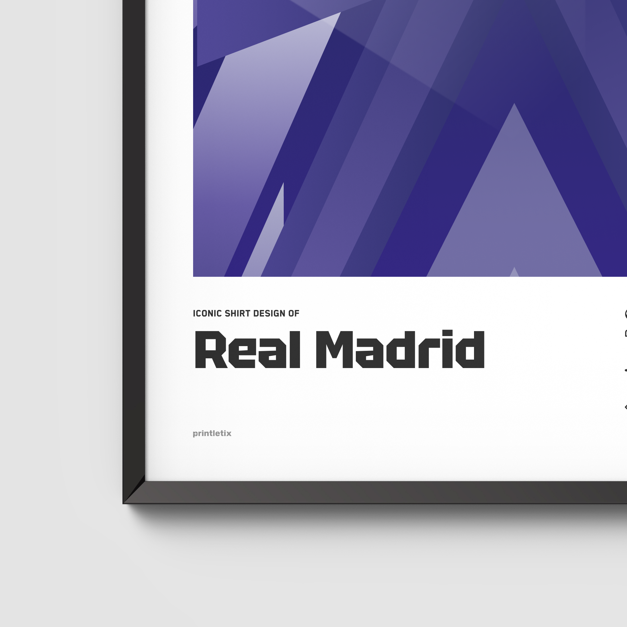 Close-up view of Real Madrid “Purple Arrow” shirt wall art