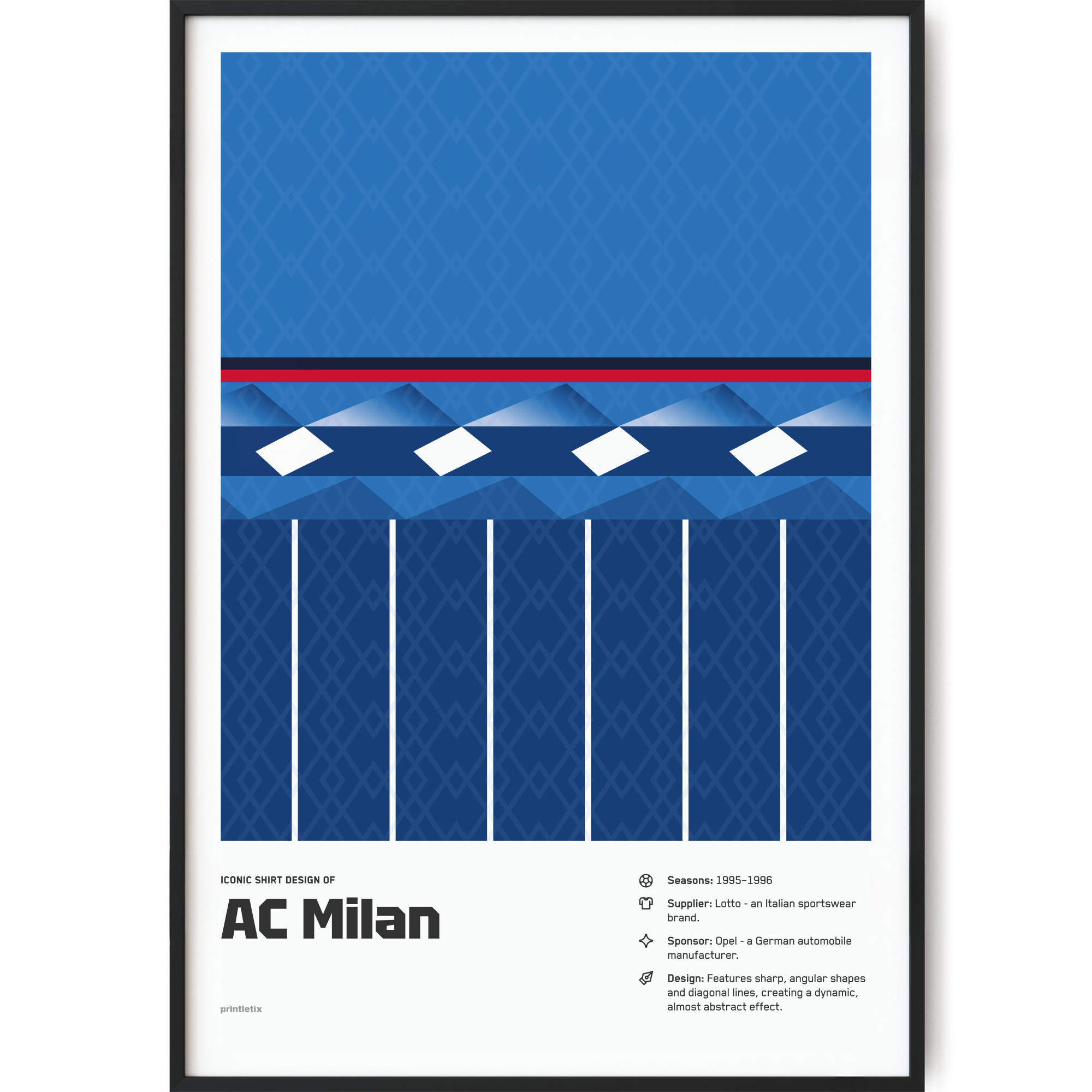 AC Milan 1995-1996 retro football poster