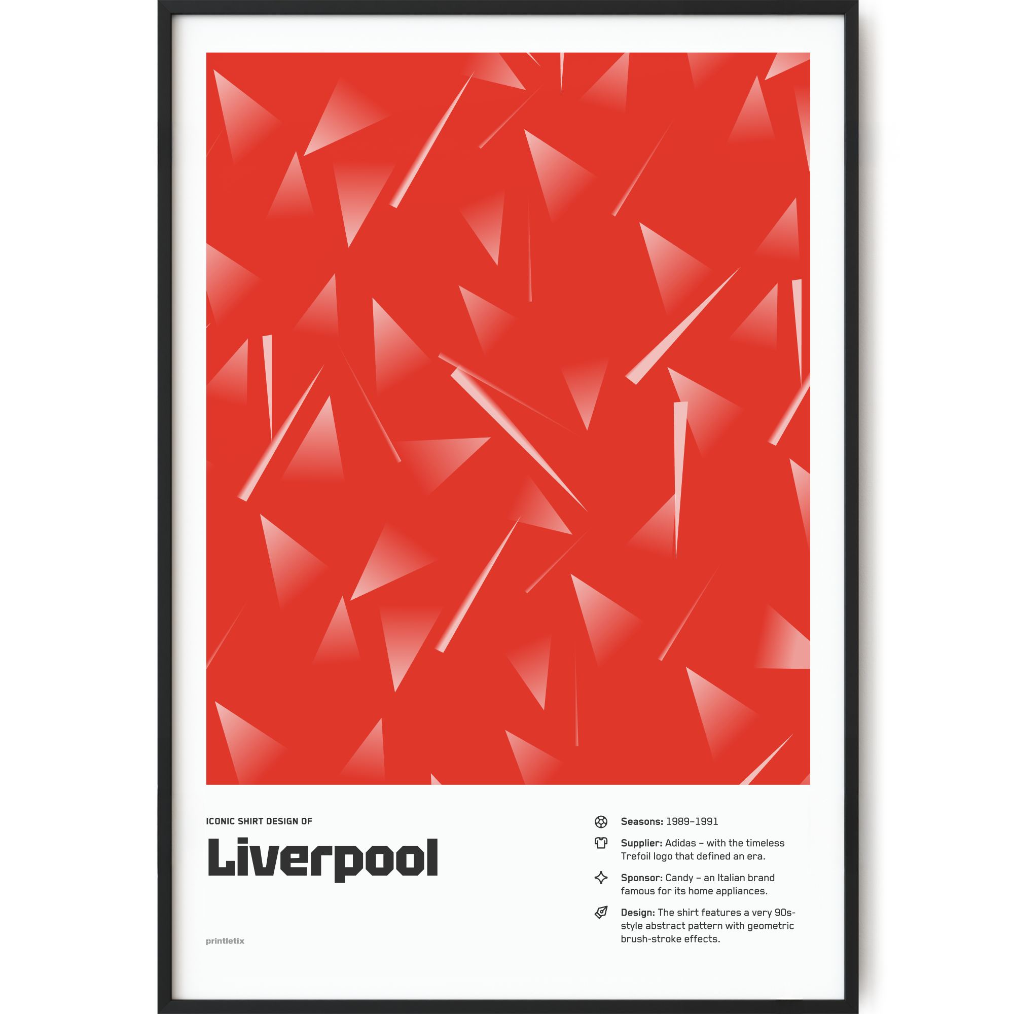 Liverpool 1989-1991 retro football poster