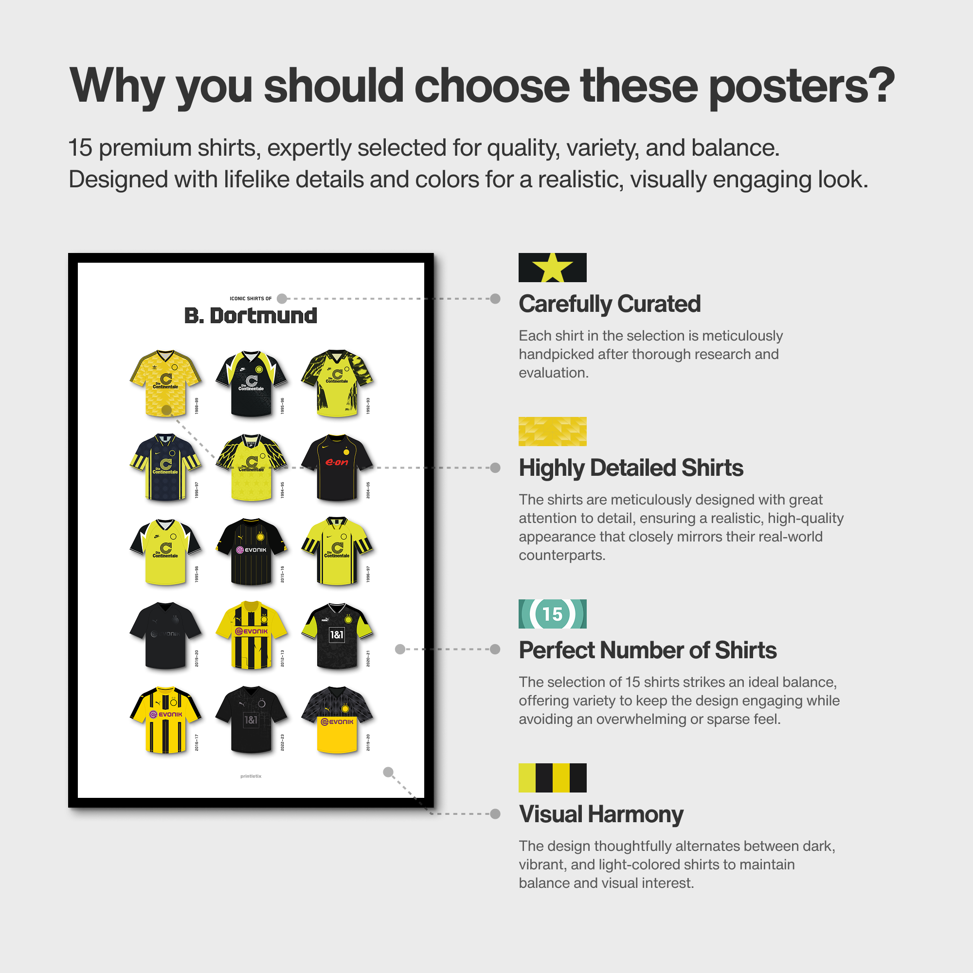 Iconic shirts of Borussia Dortmund poster