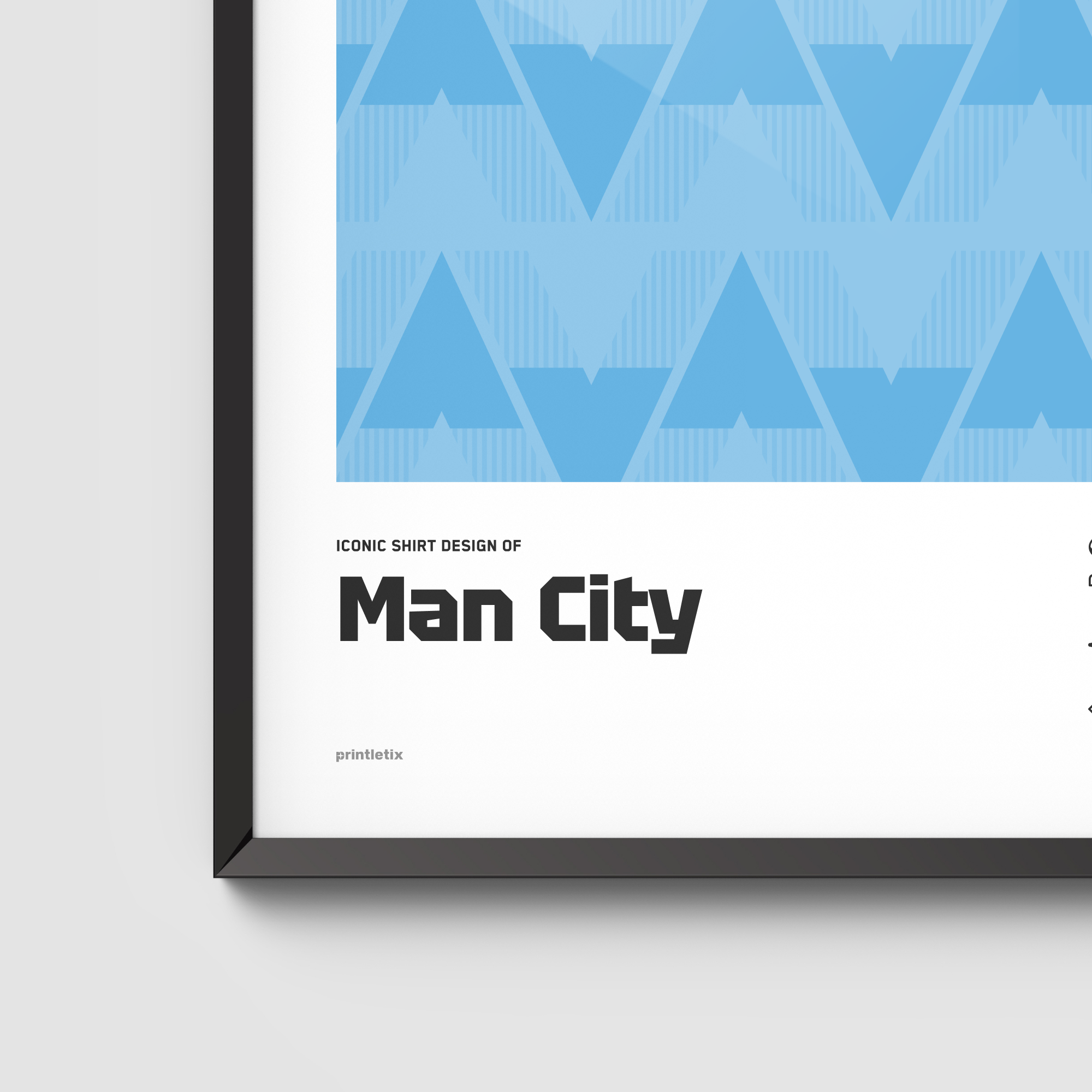 Close-up view of Man City “Umbro Chevron” shirt wall art
