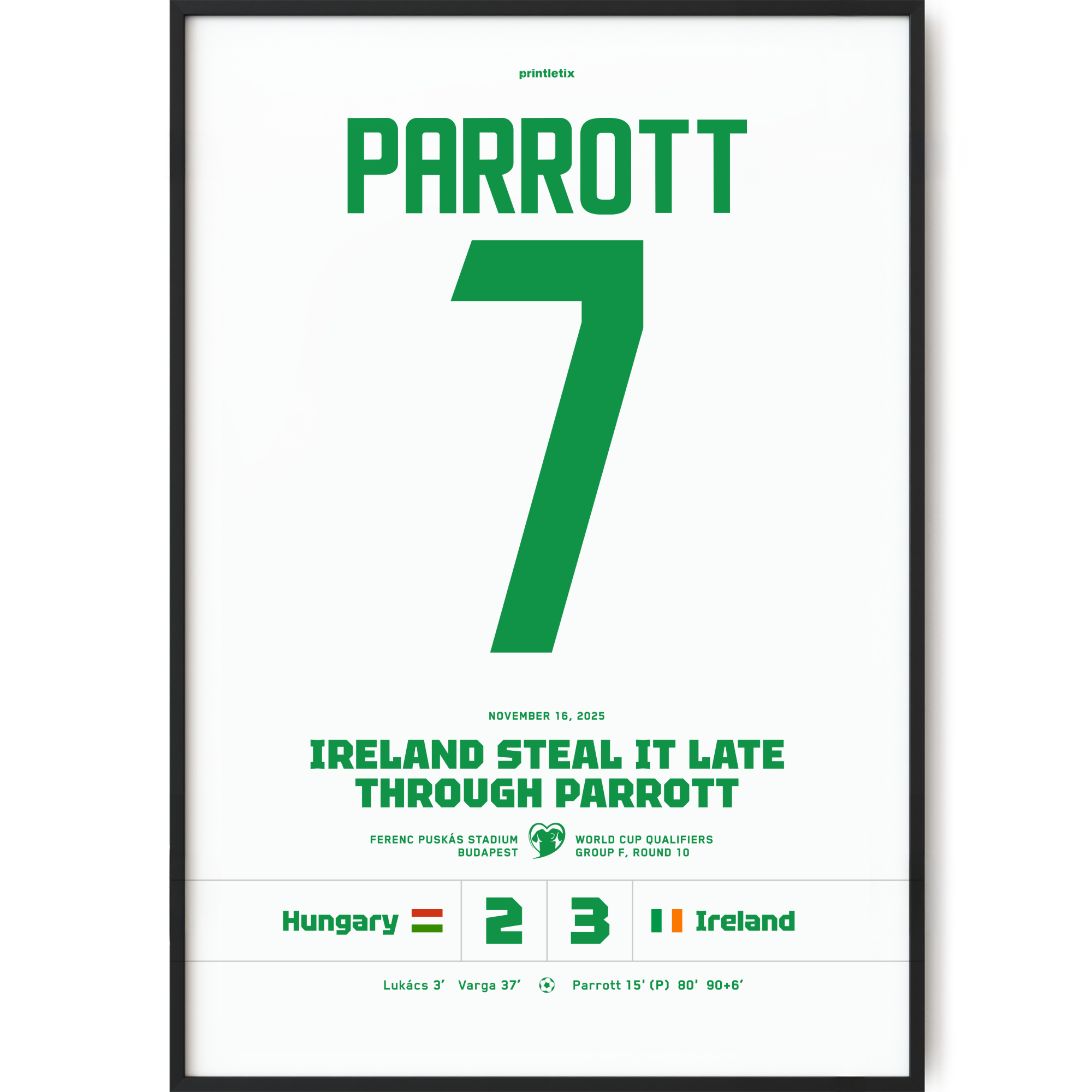 Republic of Ireland, Parrott's Late Winner vs Hungary Poster
