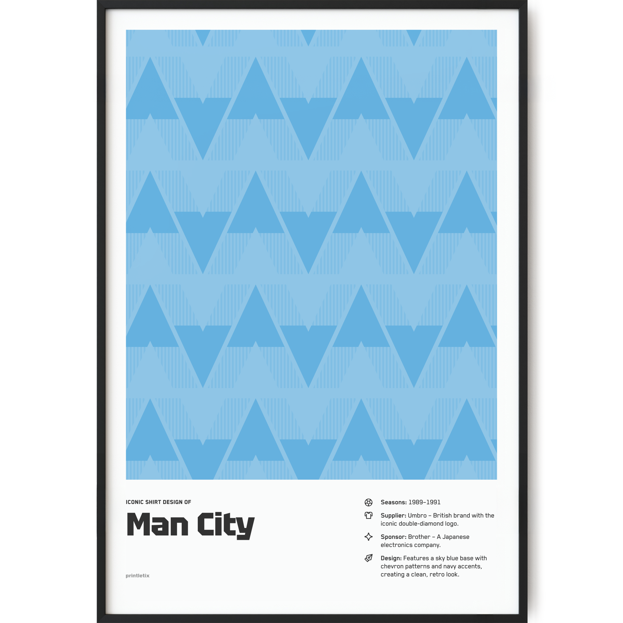 Manchester City 1989-1991 retro football poster