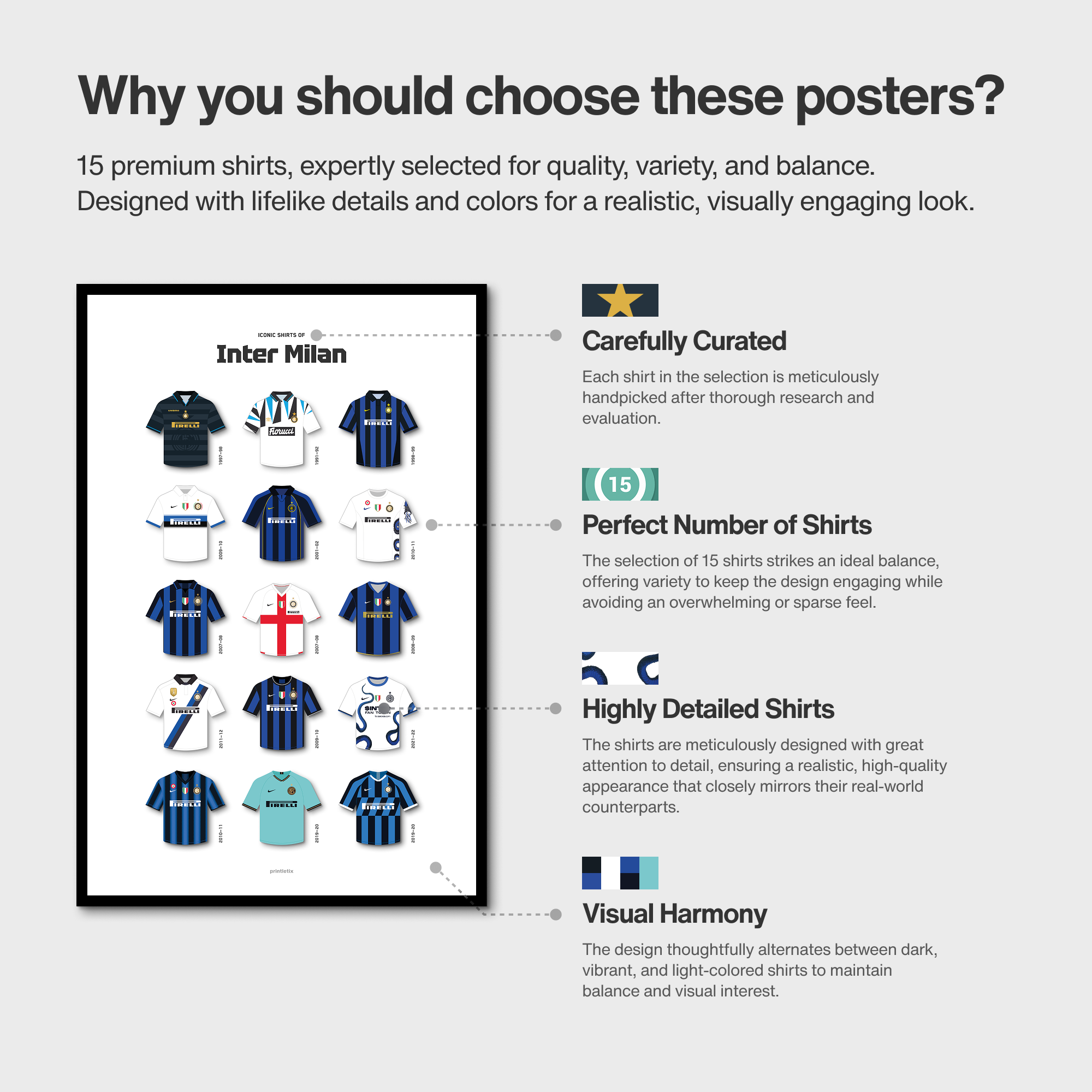Iconic shirts of Inter Milan poster
