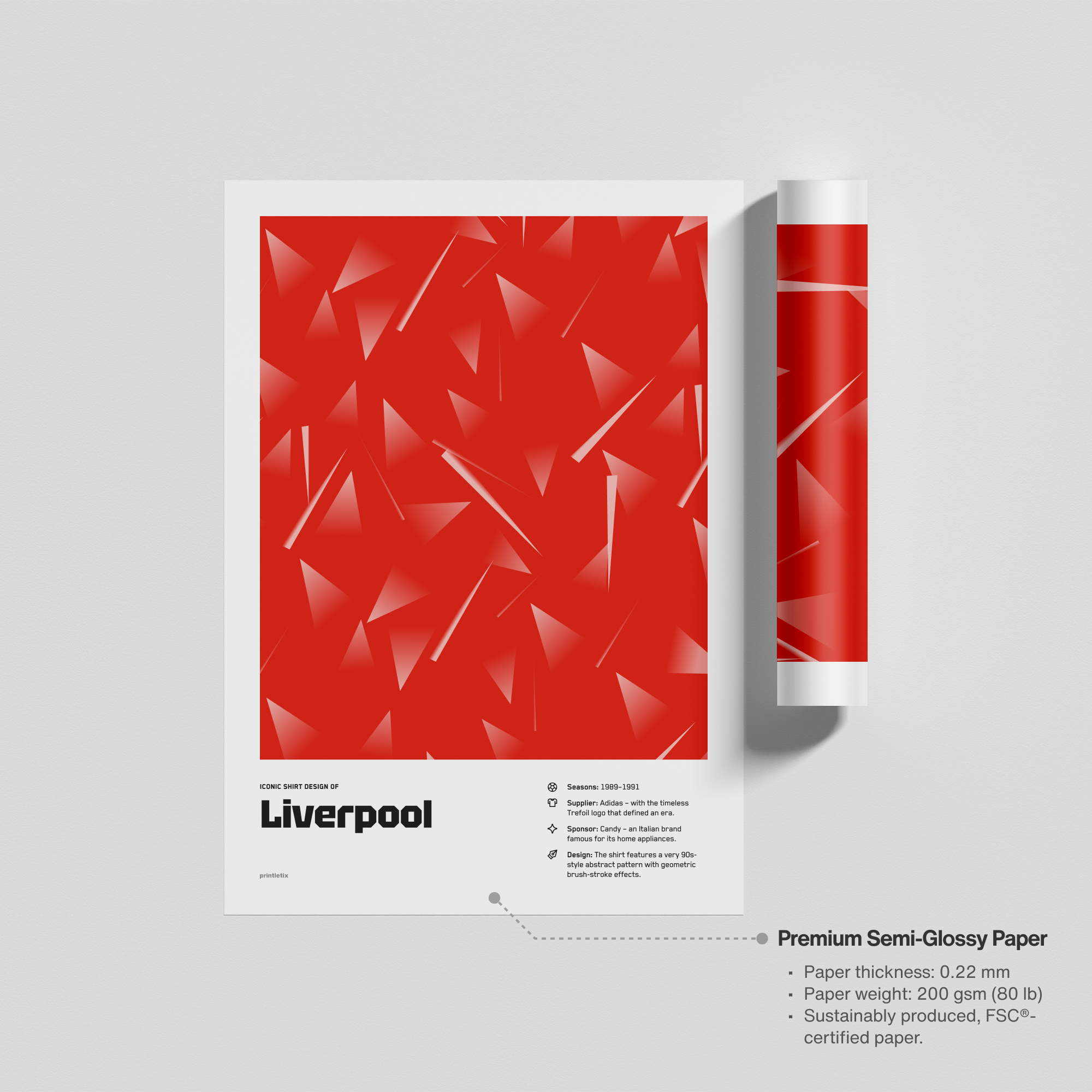 Unframed print of Liverpool’s vintage jersey poster