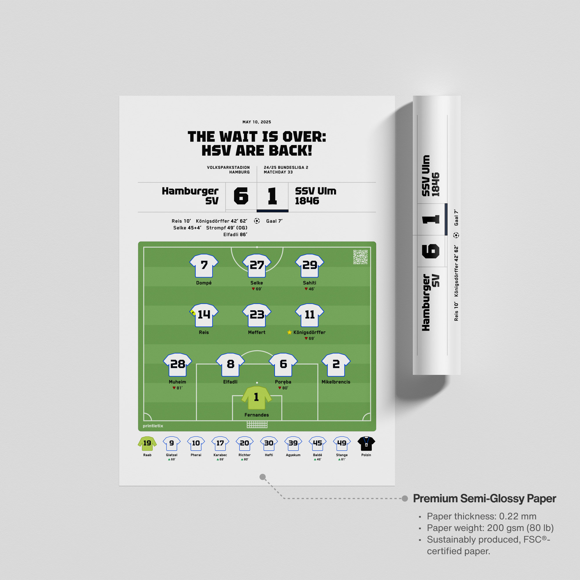 Unframed print of Hamburger SV winning game print