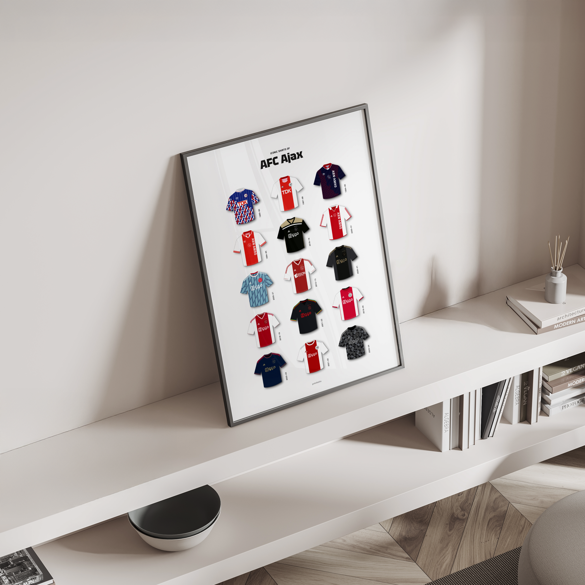 De Godenzonen iconic kits poster standing on a shelf