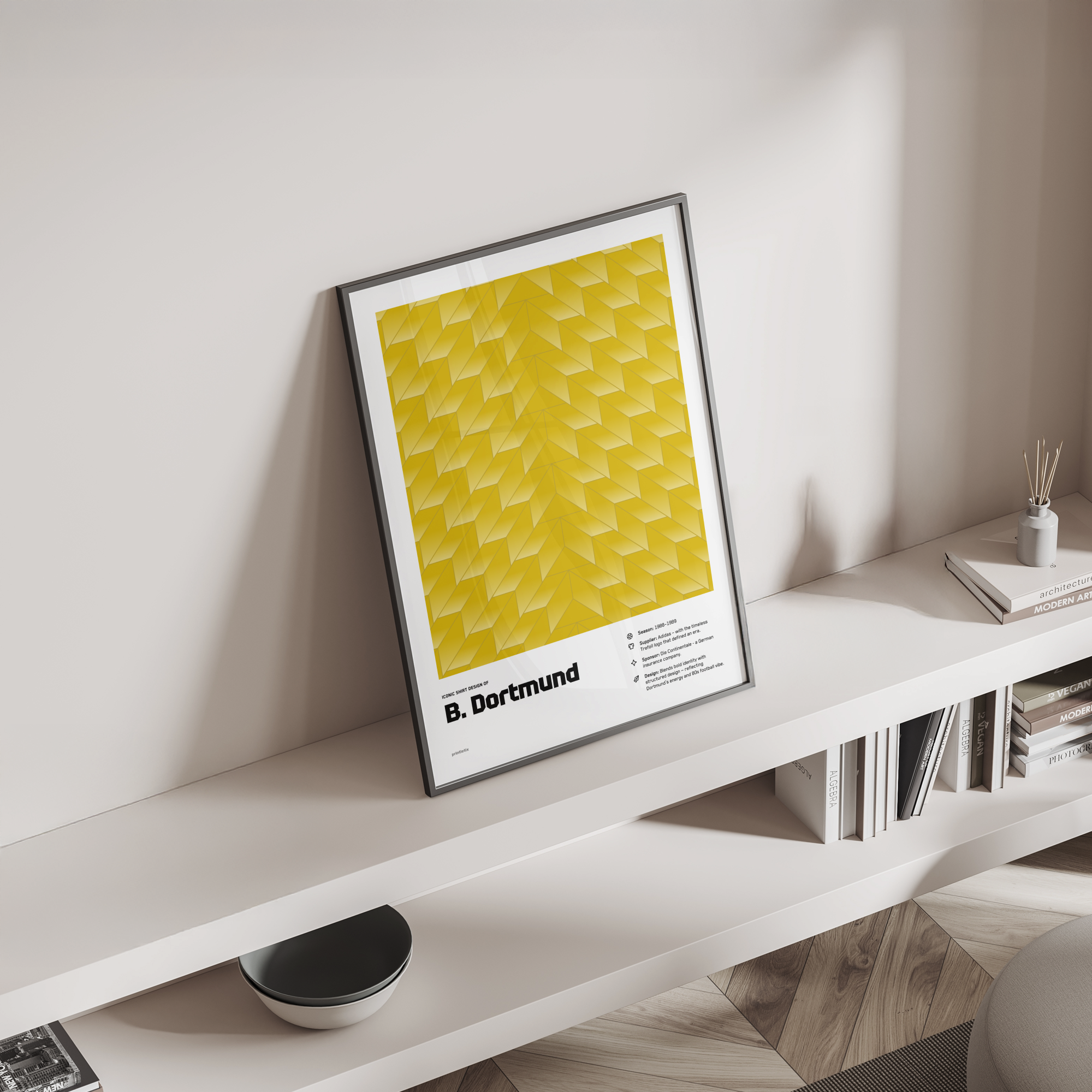 Dortmund’s “Chevron” shirt poster standing on a shelf