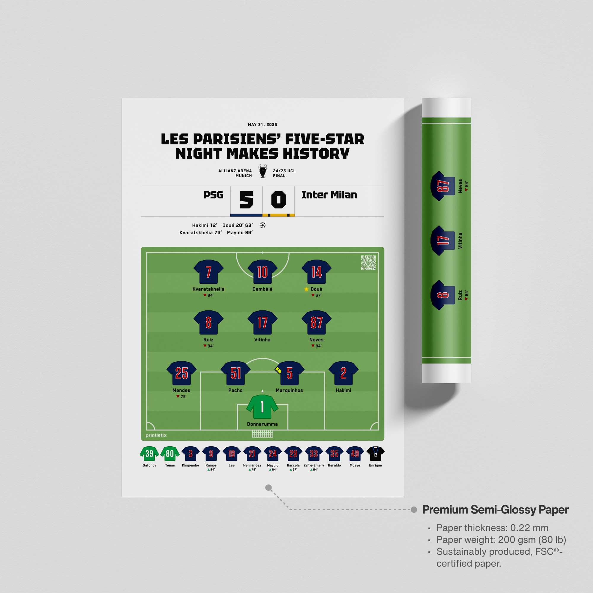 Unframed print of PSG winning game print