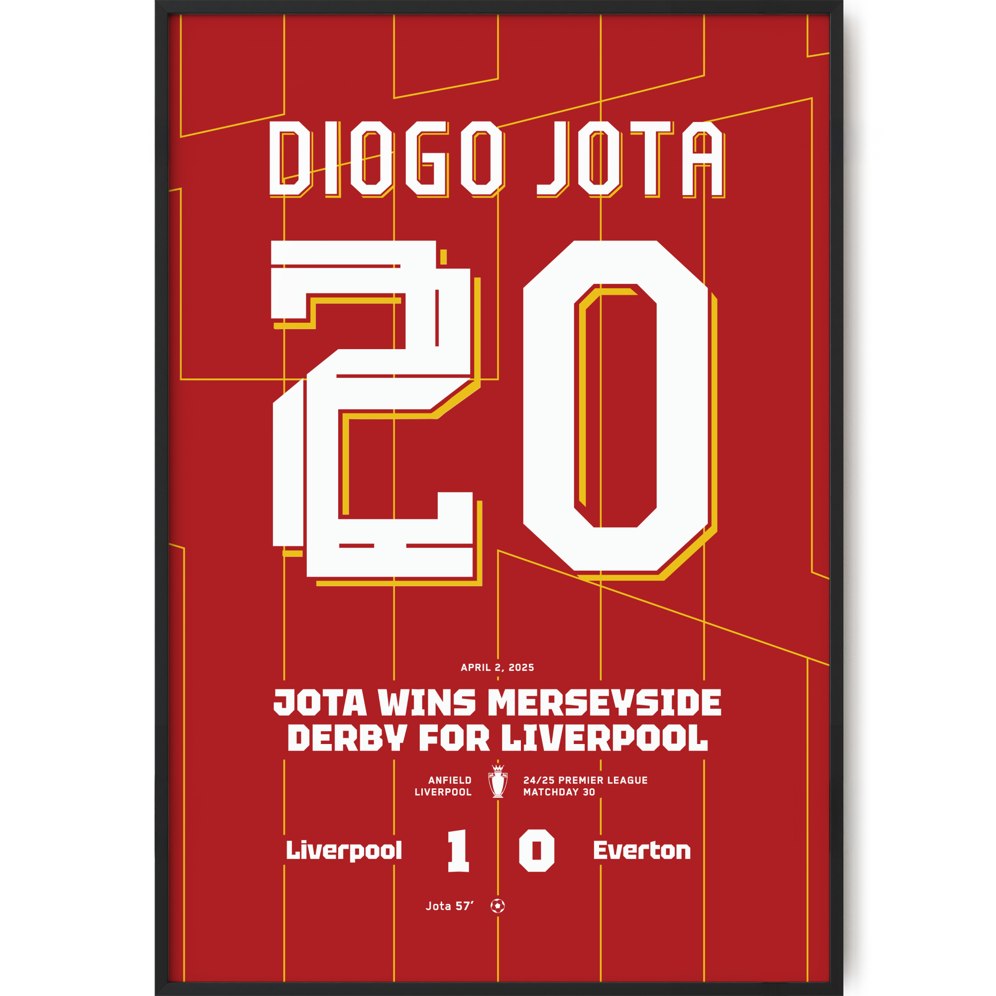 Liverpool Diogo Jota Final Goal Merseyside Derby Poster