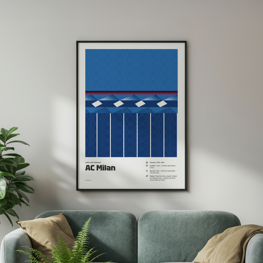 AC Milan 1995–96 “Blue Diamond” Poster | Retro Football Wall Art