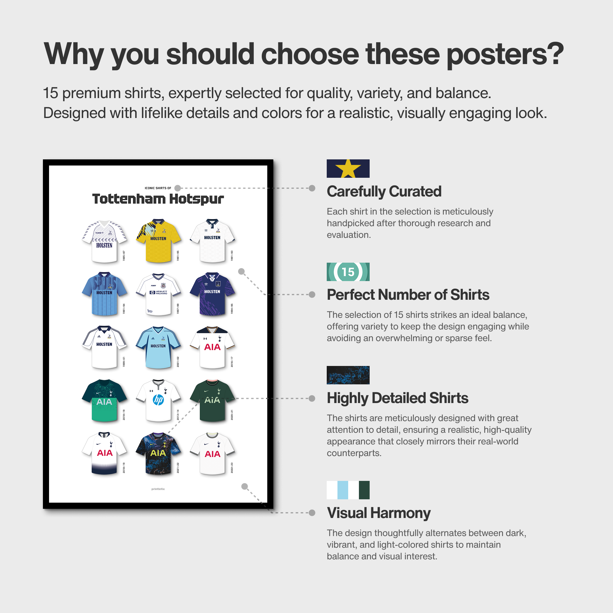 Iconic shirts of Tottenham Hotspur poster