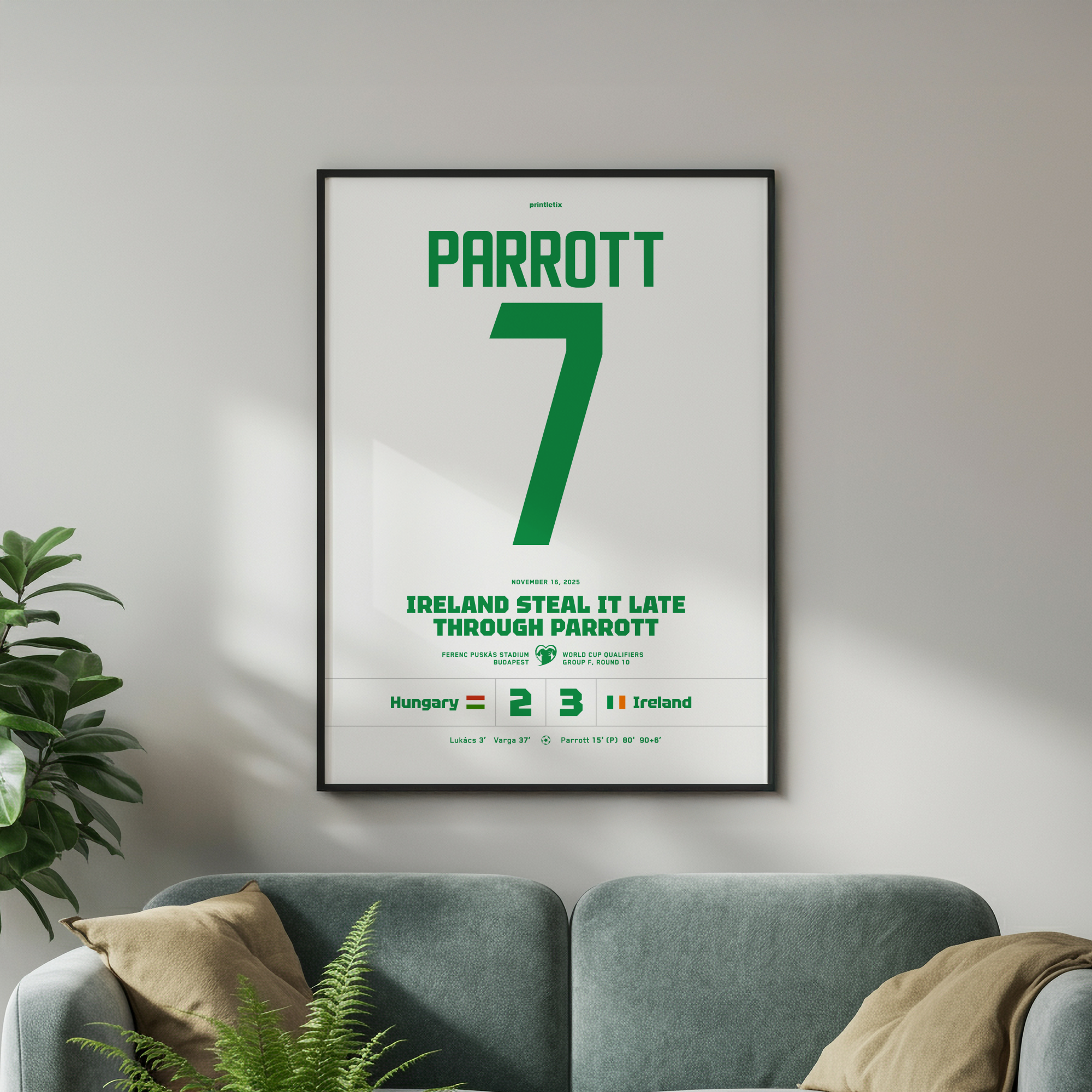 Troy Parrott match shirt poster framed on wall