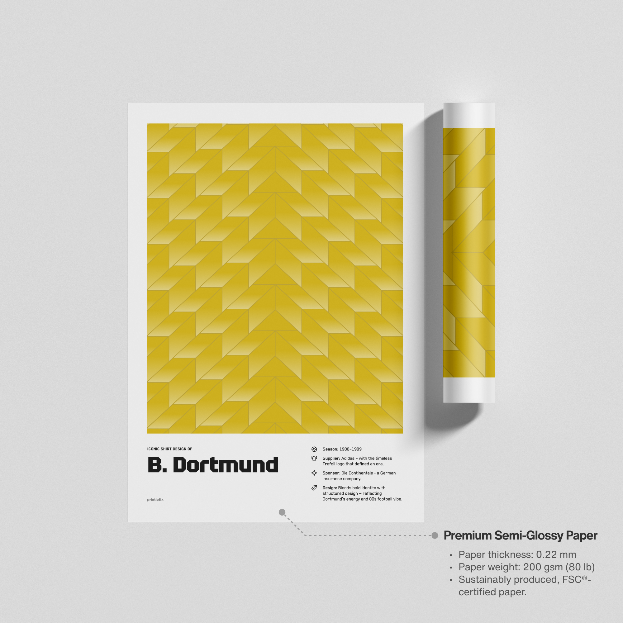 Unframed print of Dortmund’s vintage jersey poster