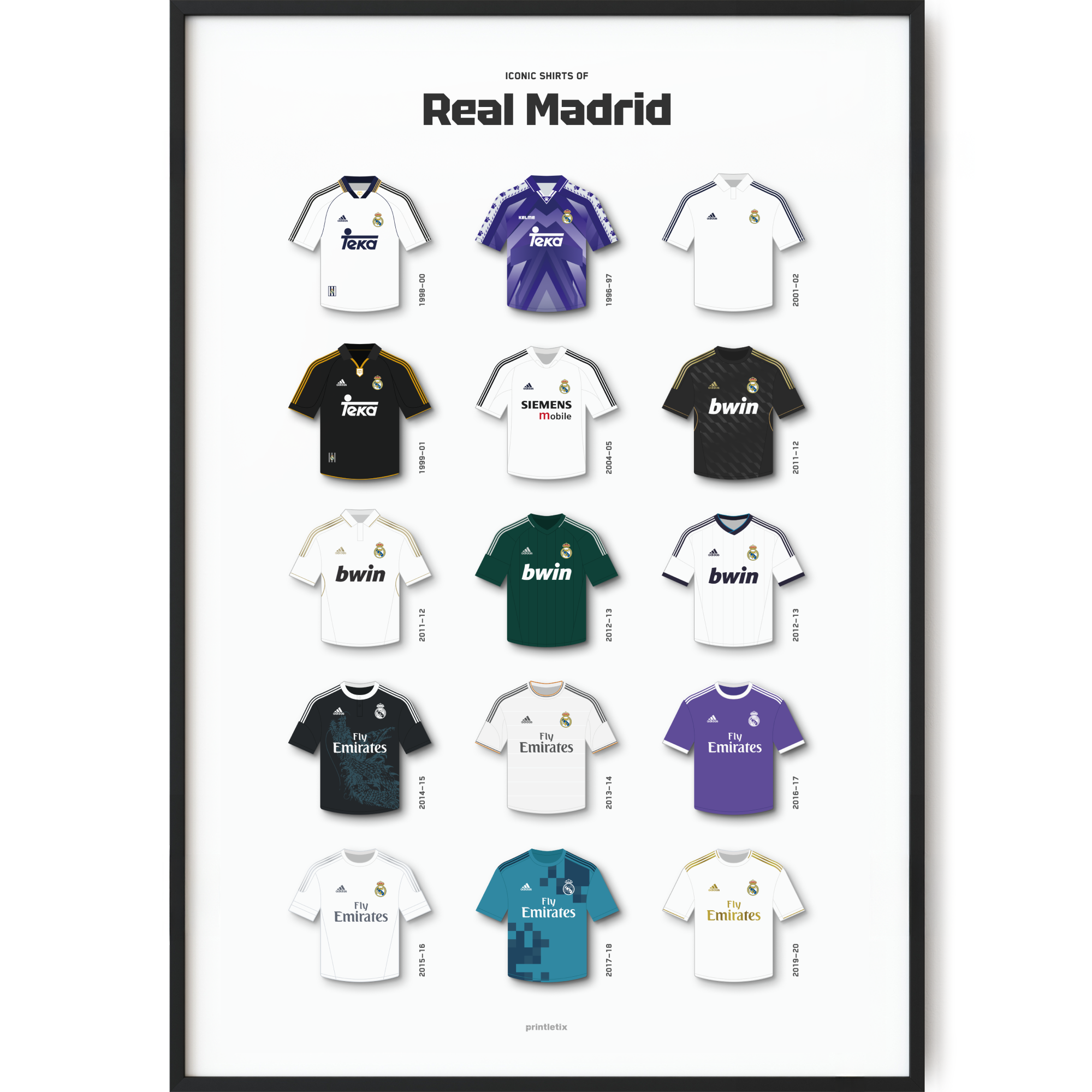 Real Madrid Iconic Kits Poster – Los Blancos Football Wall Art