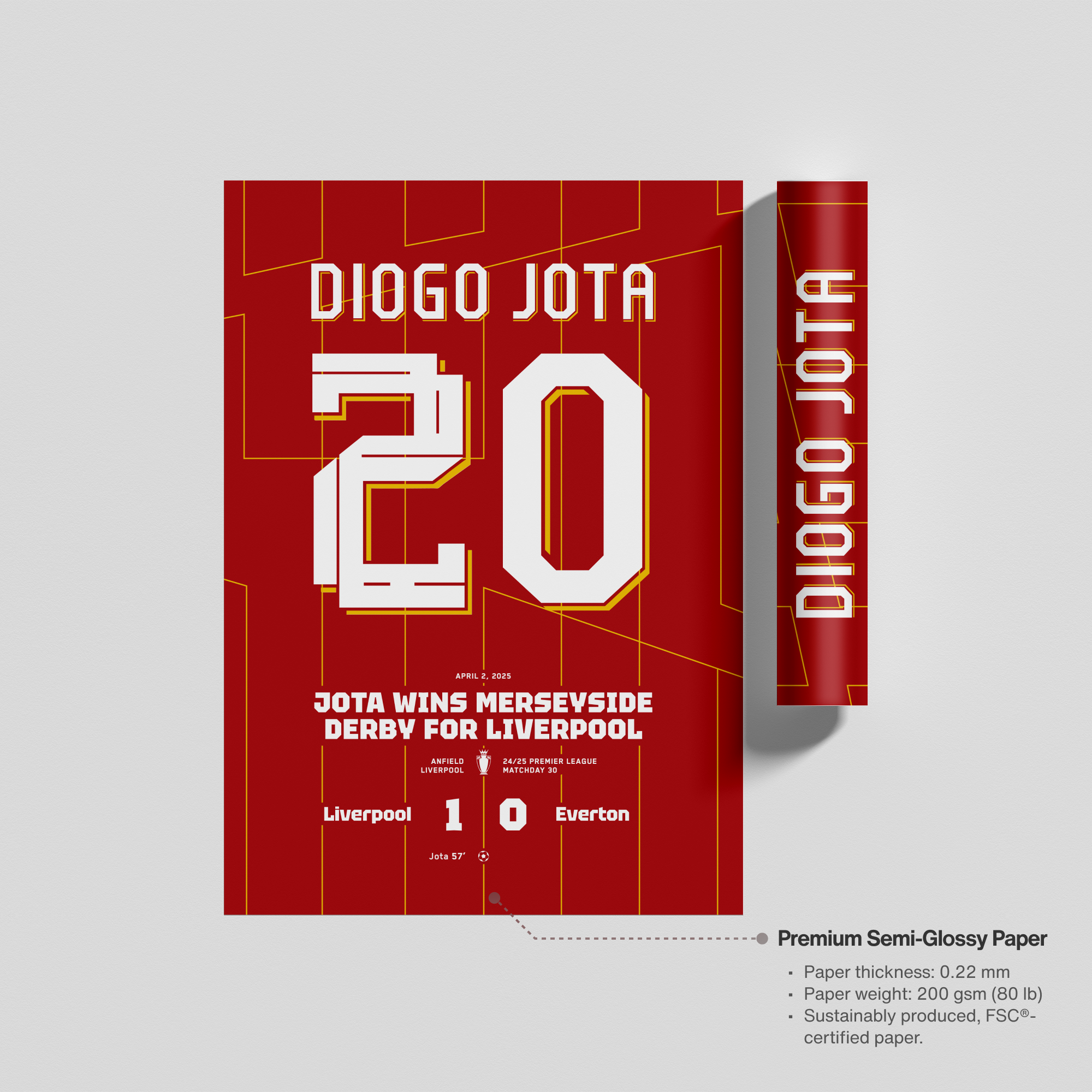 Unframed print of Diogo Jota jersey print