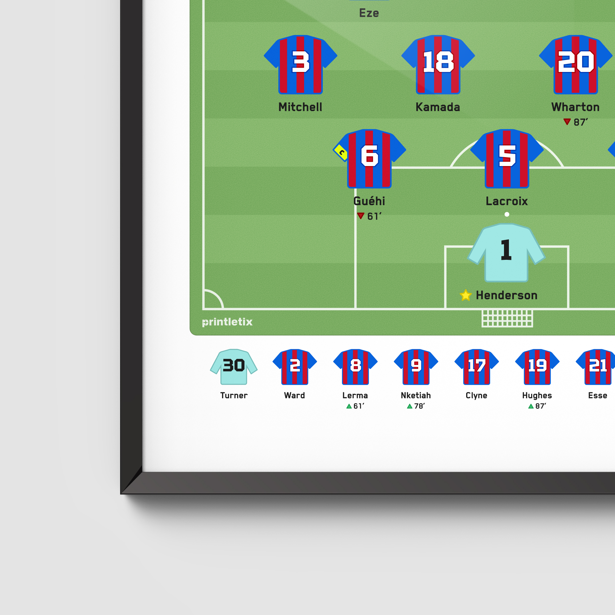 Close-up view of Palace matchday wall art