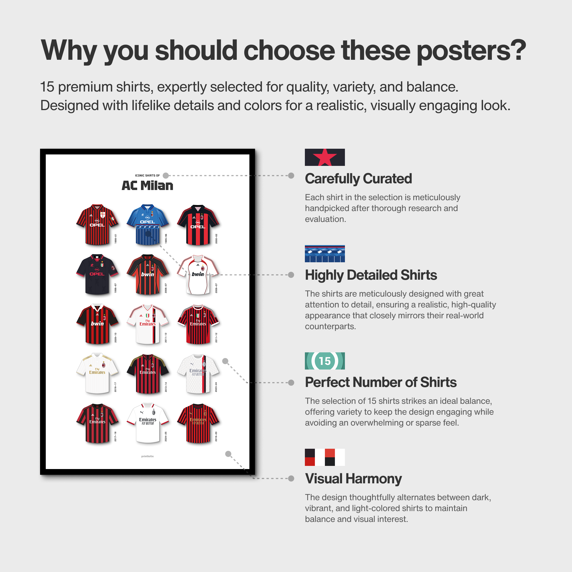 Iconic shirts of AC Milan poster