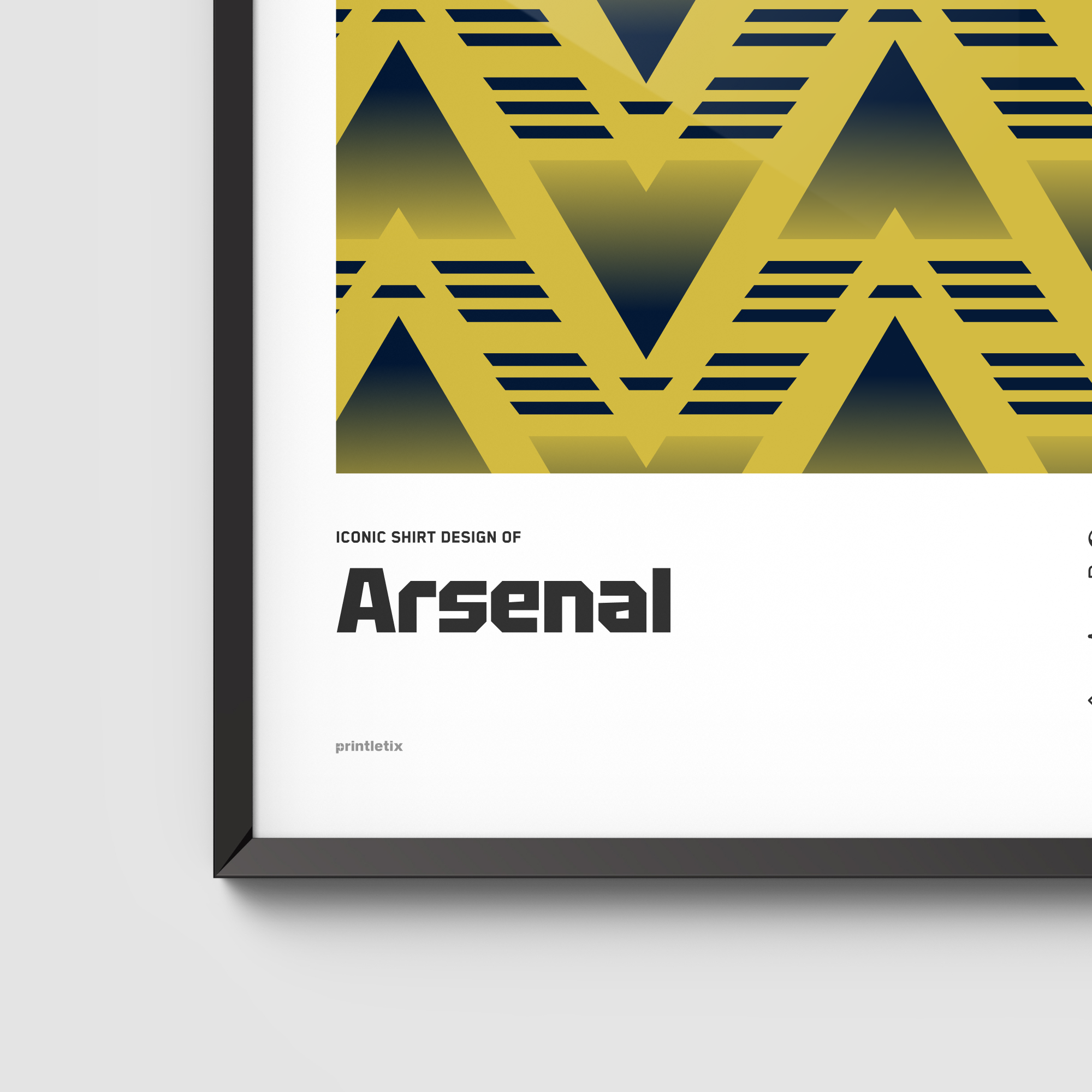 Close-up view of Arsenal’s “Bruised banana” shirt wall art