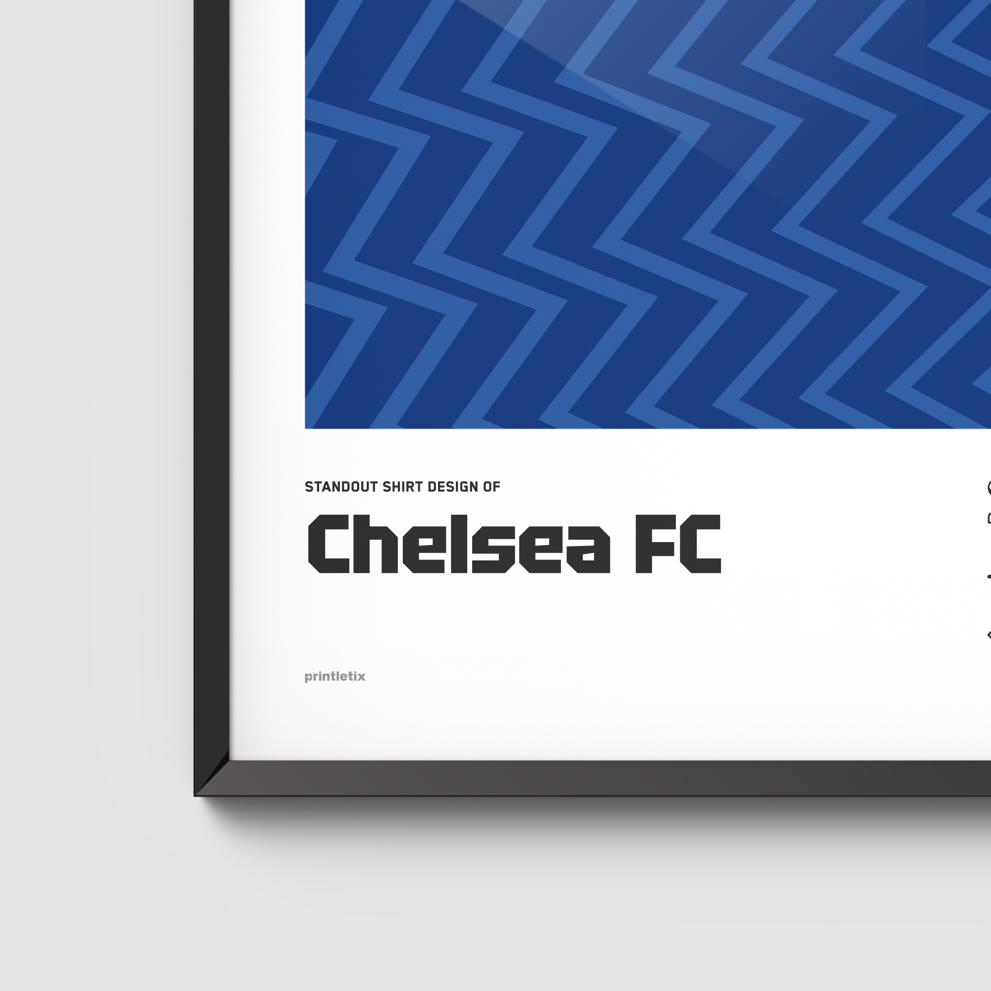 Close-up view of Chelsea’s “Zig-Zag” shirt wall art