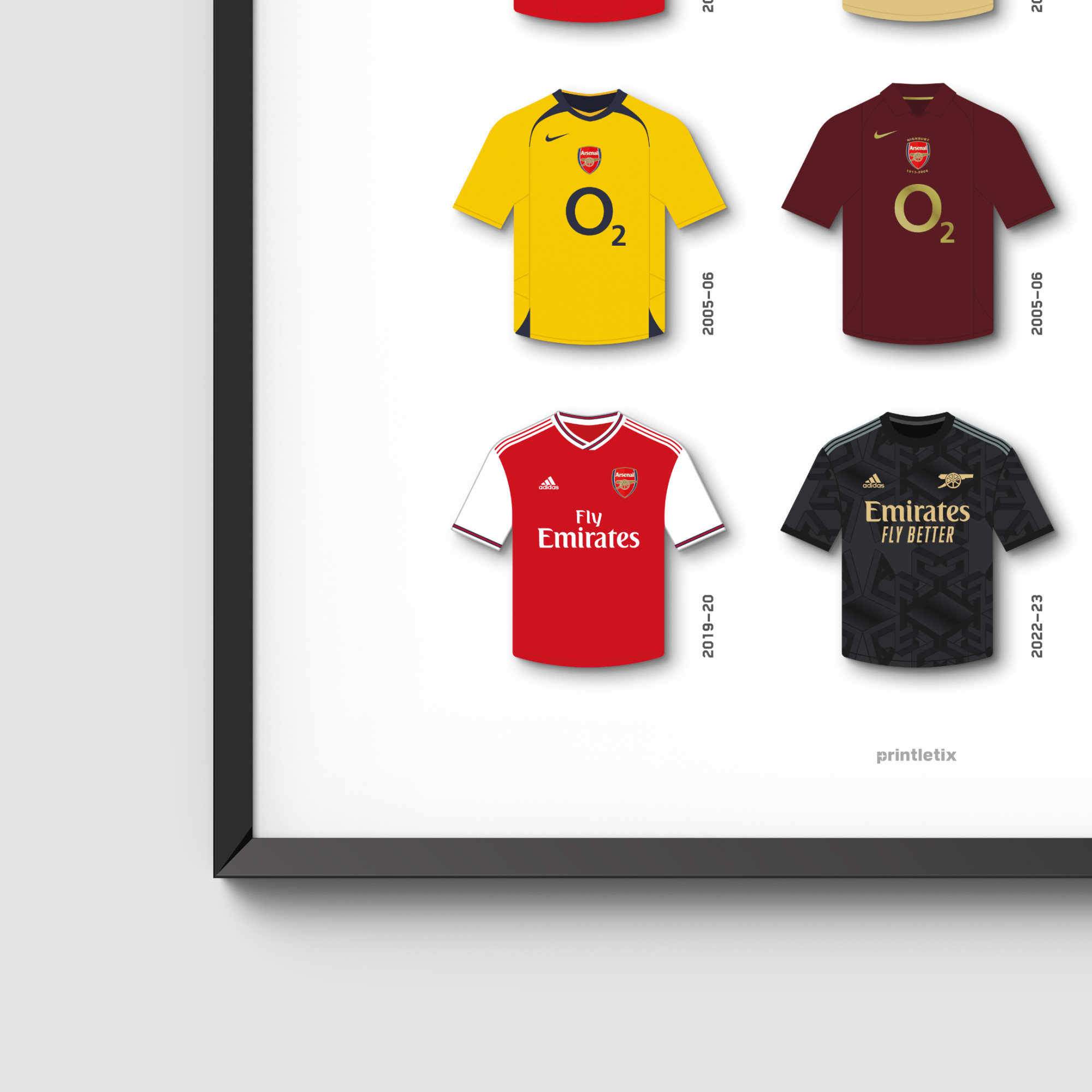 Close-up view of Ars retro jerseys wall art