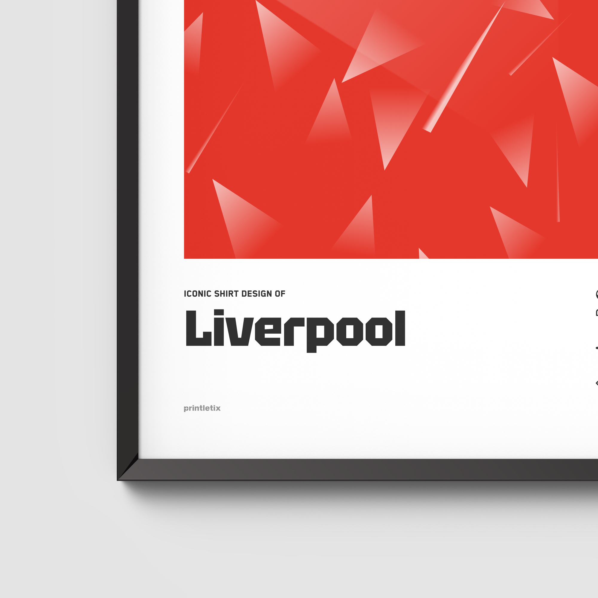 Close-up view of Liverpool’s “Triangle” shirt wall art