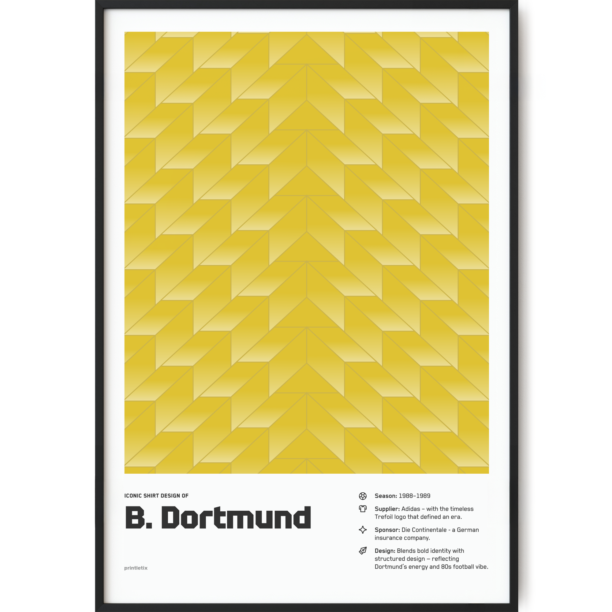 Borussia Dortmund 1988-1989 retro football poster