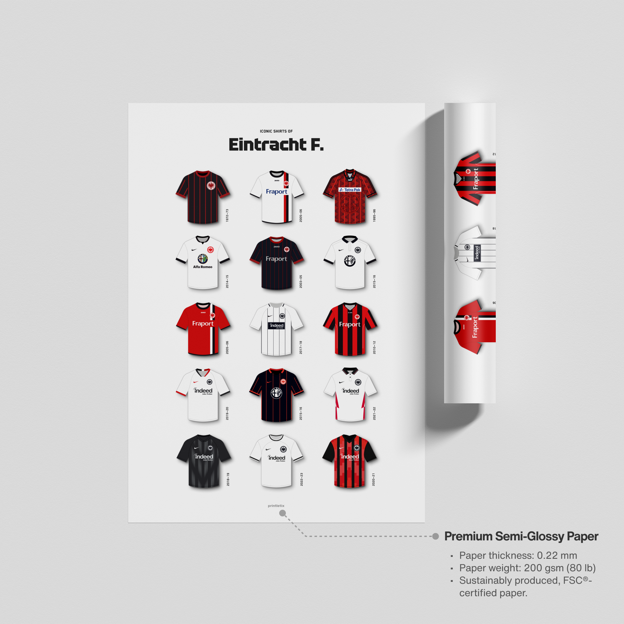 Unframed print of Eintracht F. kits collection print