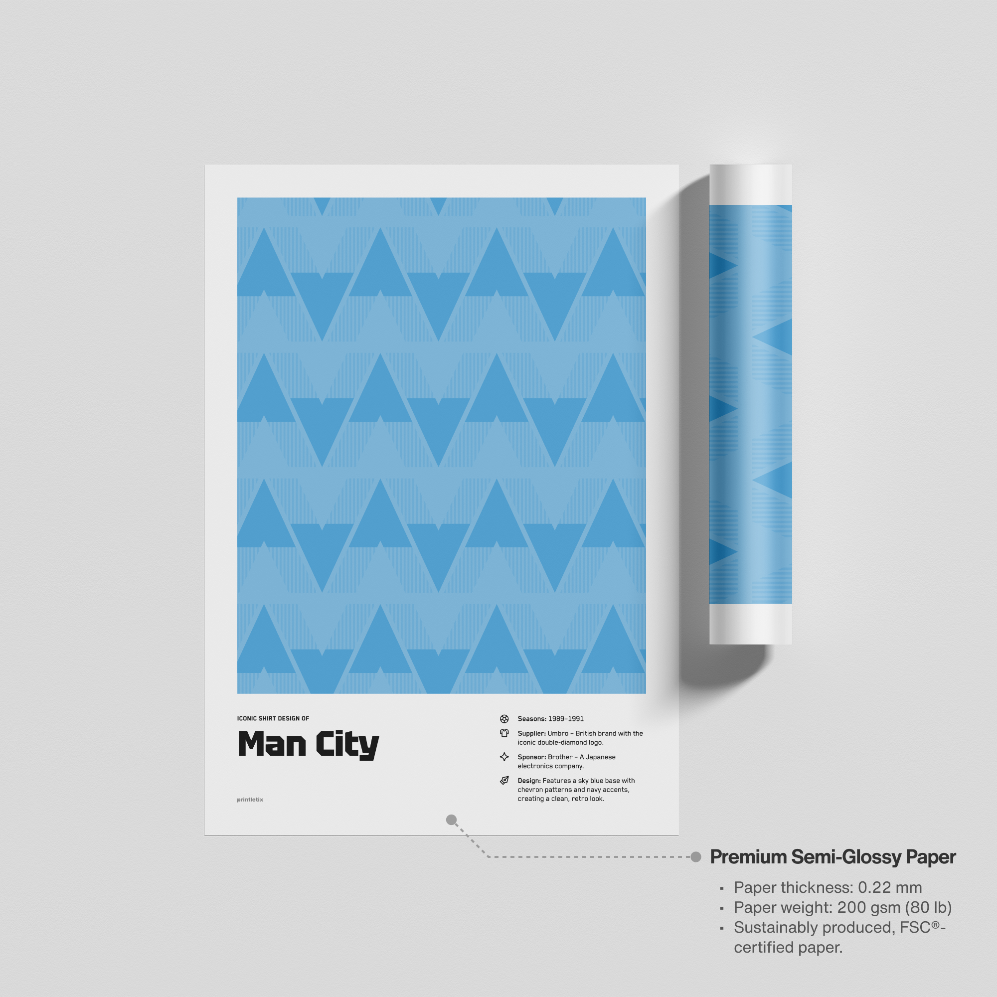 Unframed print of Man City vintage jersey poster