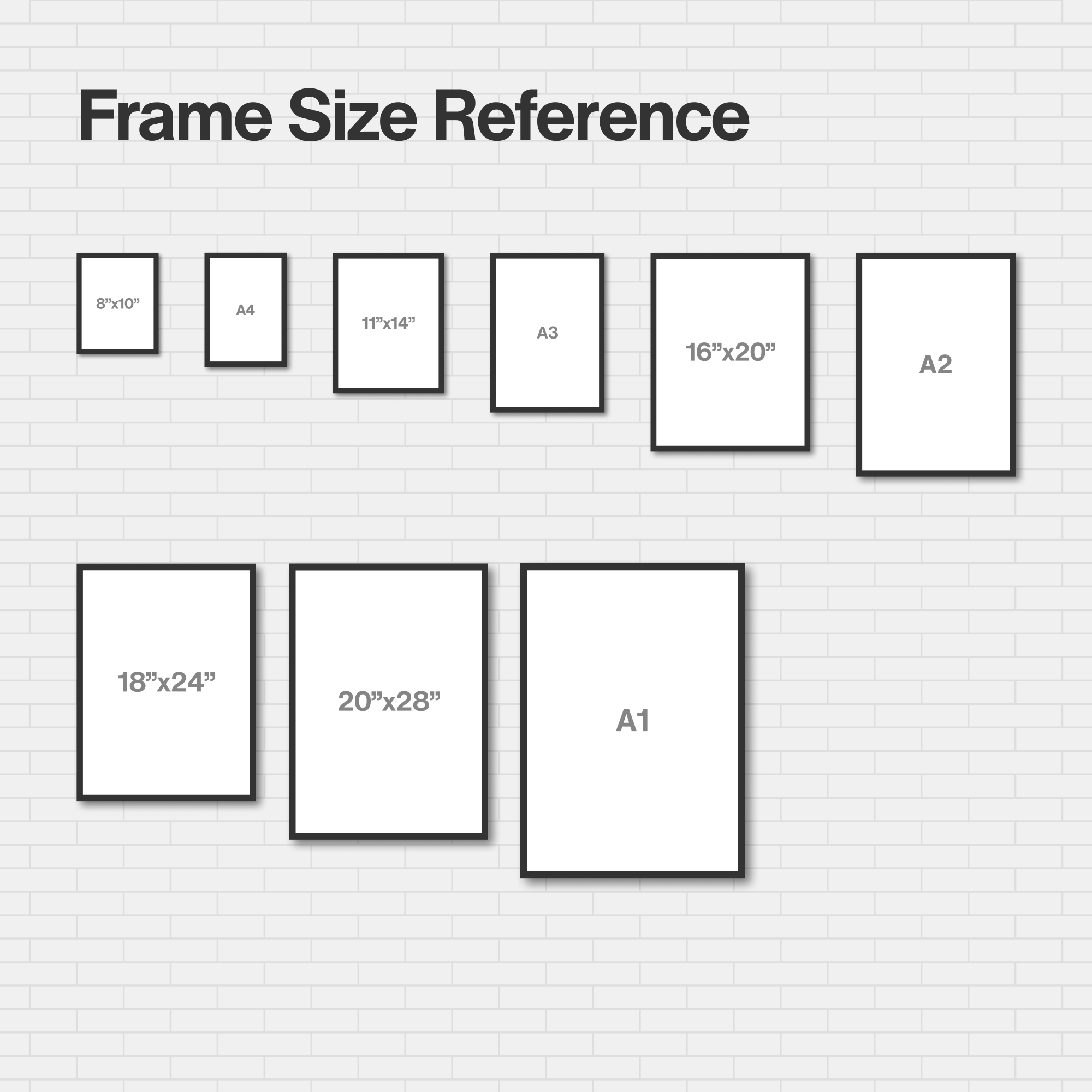 Paper and frame size references of posters