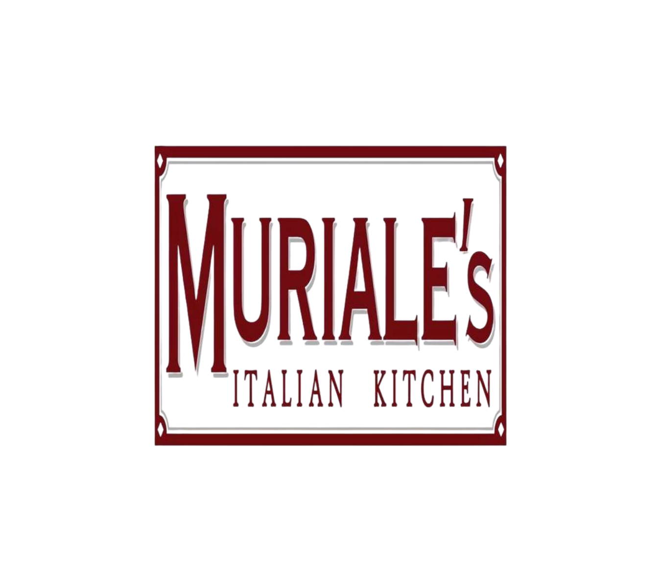 Logo for Murale's Italian Kitchen featuring a red border and text with a vintage style.