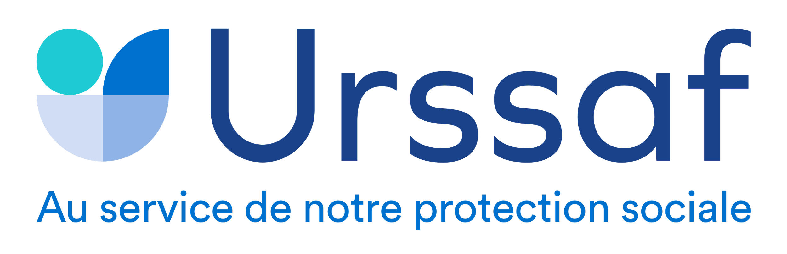 Logo de la Caisse nationale d'assurance maladie (CNAM) avec un symbole graphique et le texte 'Ursaf' en bleu foncé, suivi de 'Au service de notre protection sociale' en bleu plus clair.