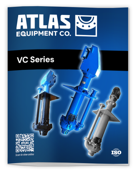 Atlas Equipment Co. VC Series shock absorbers packaging box with images of three shock absorbers, one blue, one black, and one gray, on a blue background.