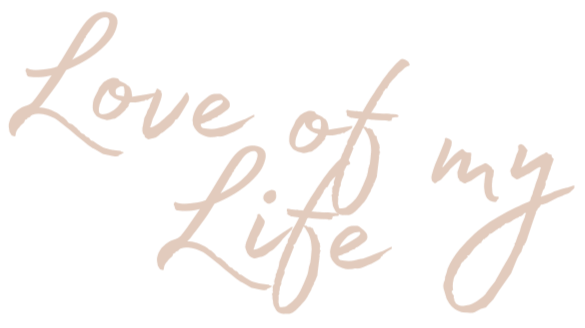 Text saying 'Love of my Life' written in cursive font on a black background