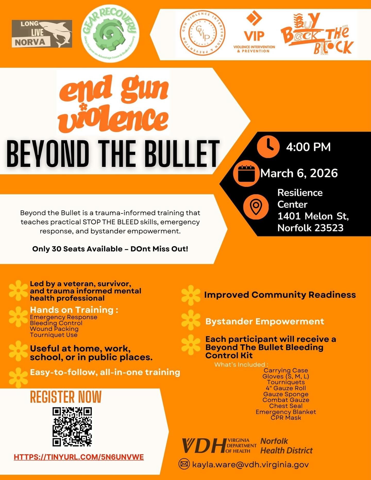 We&rsquo;re back with another Beyond the Bullet session. 🧡

Special Thanks  to @gearrecoveryinc ! 

This trauma-informed training equips community members with life-saving STOP THE BLEED skills, emergency response strategies, and bystander empowerme