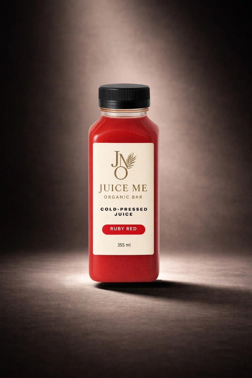 Ruby Red cold-pressed juice in 12oz artisanal bottle, organic beet, apple, and ginger blend, detoxifying and energizing, Juice Me Organic Bar, Nassau, Bahamas